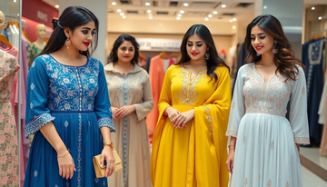 Pakistani women shopping for designer dresses on sale