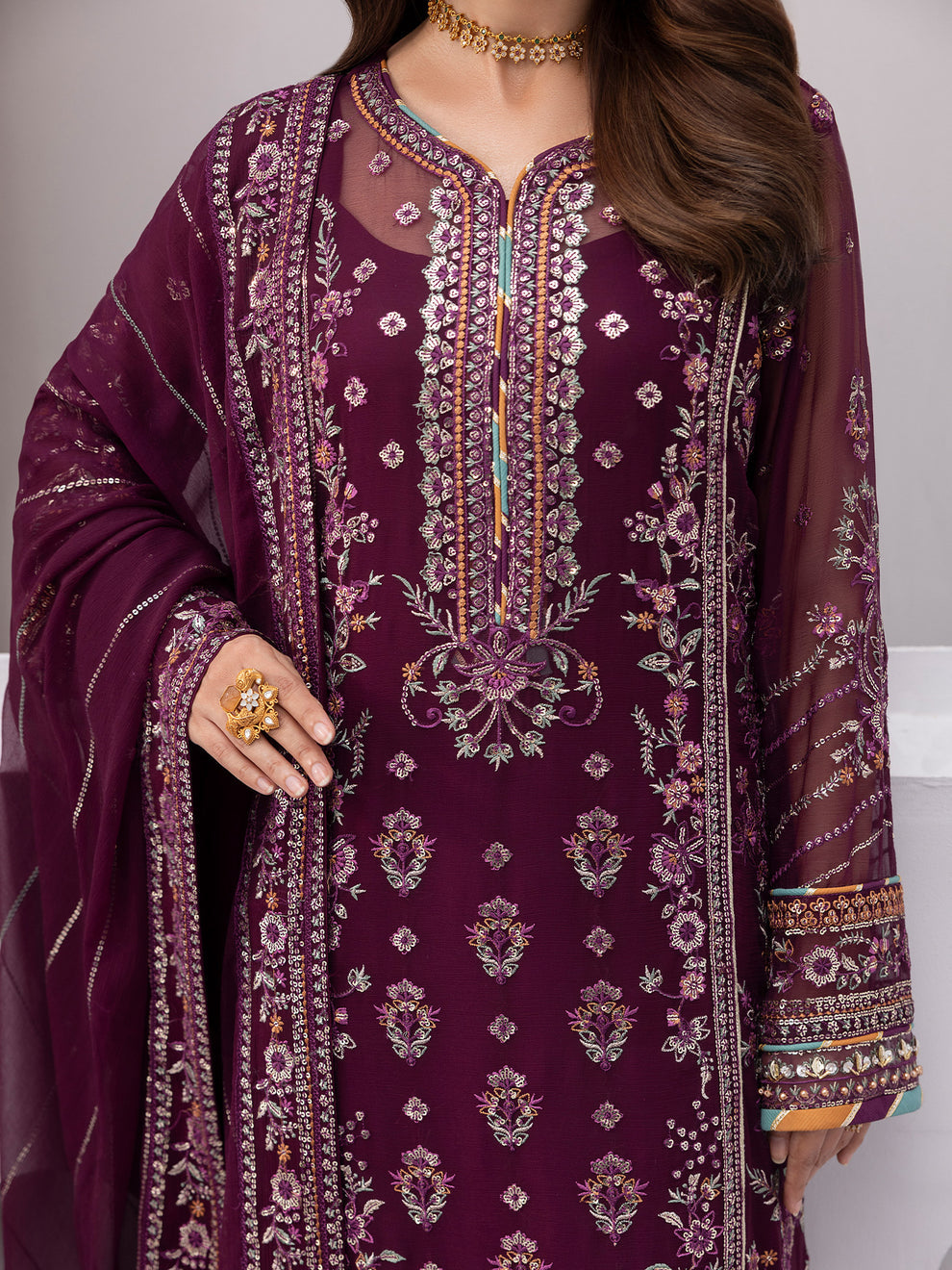 Buy Gulaal Maeri Luxury Chiffion '26 | Etincelle . choose good quality brands like Maria b zainab Chottani, Hussain Rehar etc... Various Pakistani branded dresses summer fabric, elegant design, perfect for casual & formal wear also shop eid collections from khaslibaas .delivery available in UK, USA, Canada, UAE, Dubai and other countries... 