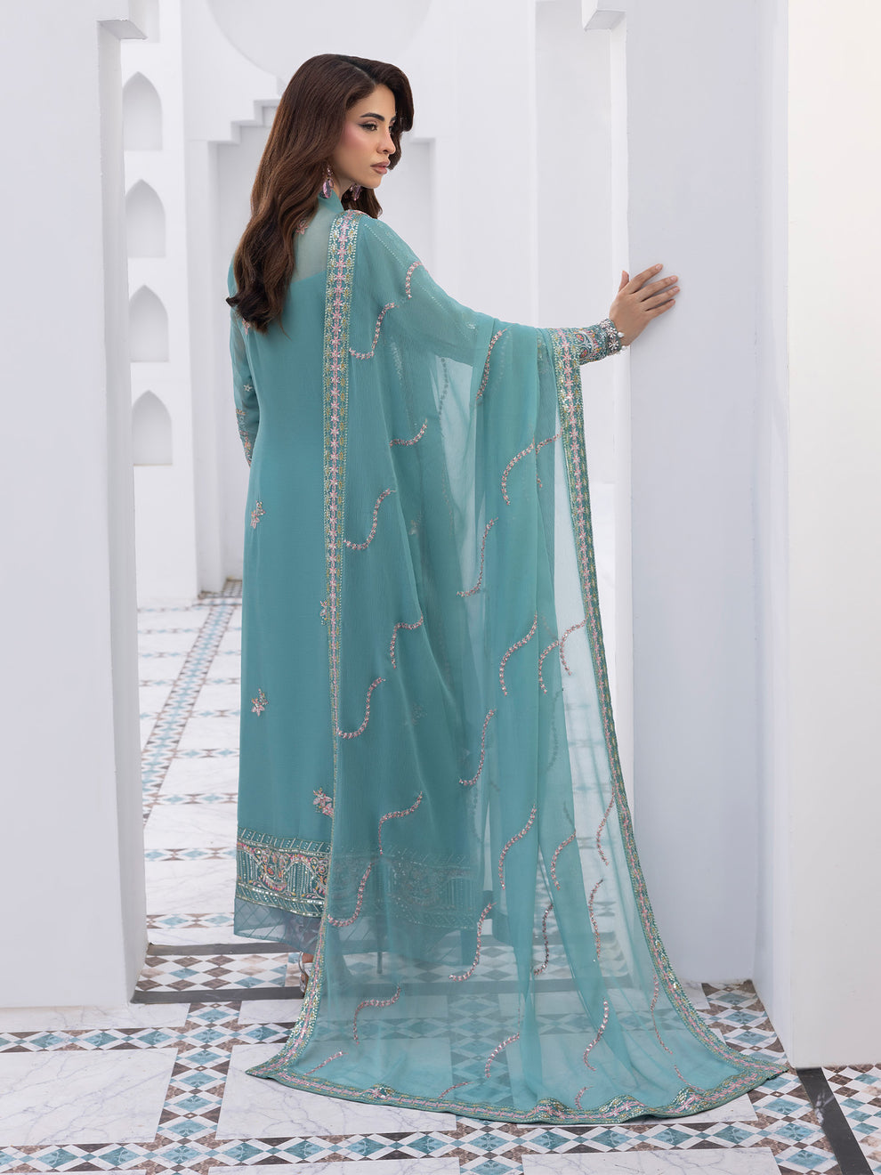 Buy Gulaal Maeri Luxury Chiffion '26 | Desir. choose good quality brands like Maria b zainab Chottani, Hussain Rehar etc... Various Pakistani branded dresses summer fabric, elegant design, perfect for casual & formal wear also shop eid collections from khaslibaas .delivery available in UK, USA, Canada, UAE, Dubai and other countries... 