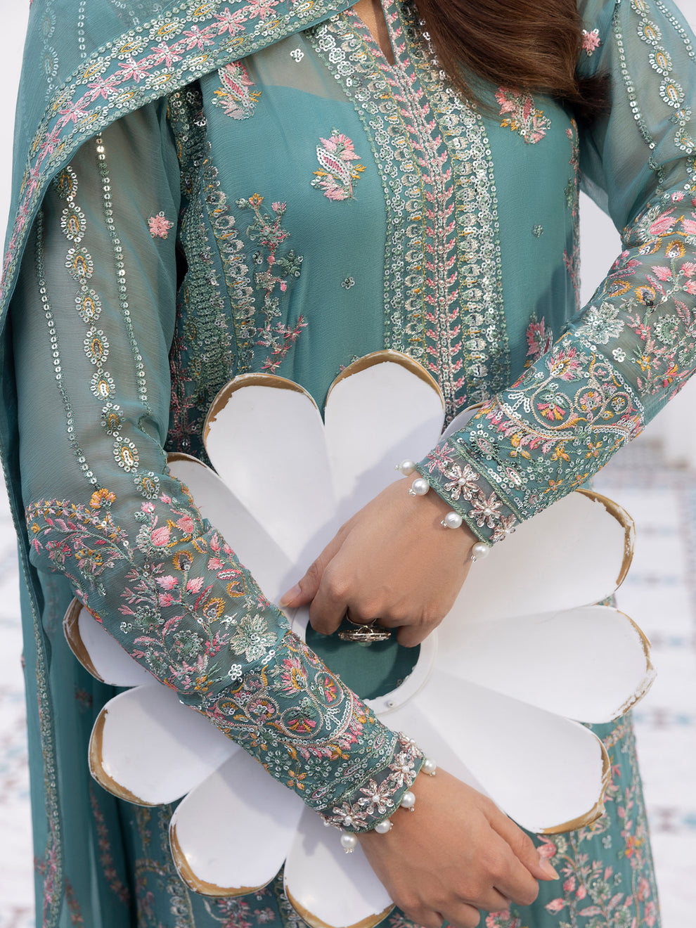 Buy Gulaal Maeri Luxury Chiffion '26 | Desir. choose good quality brands like Maria b zainab Chottani, Hussain Rehar etc... Various Pakistani branded dresses summer fabric, elegant design, perfect for casual & formal wear also shop eid collections from khaslibaas .delivery available in UK, USA, Canada, UAE, Dubai and other countries... 