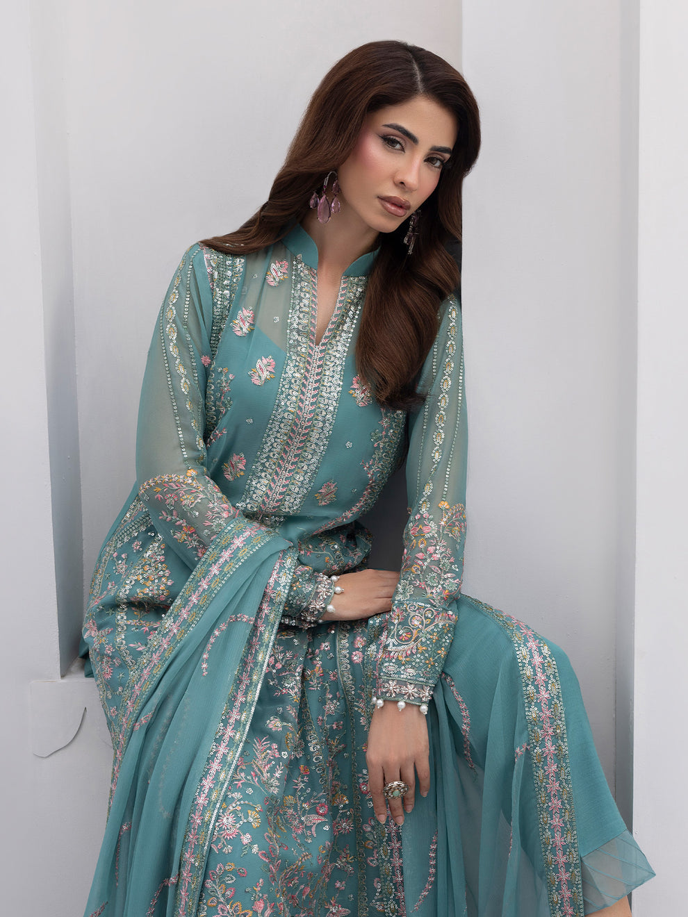 Buy Gulaal Maeri Luxury Chiffion '26 | Desir. choose good quality brands like Maria b zainab Chottani, Hussain Rehar etc... Various Pakistani branded dresses summer fabric, elegant design, perfect for casual & formal wear also shop eid collections from khaslibaas .delivery available in UK, USA, Canada, UAE, Dubai and other countries... 