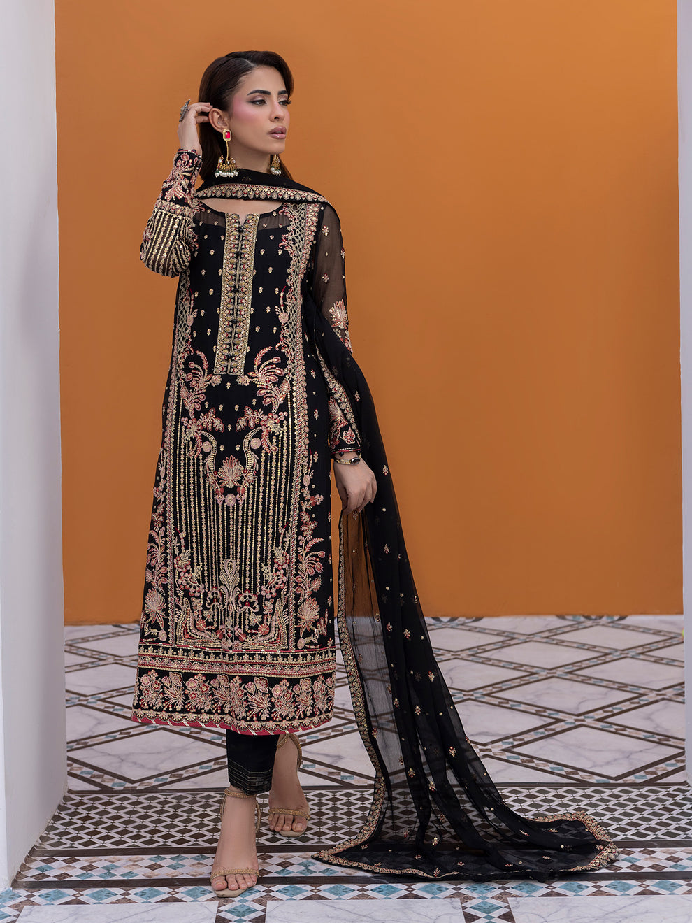 Buy Gulaal Maeri Luxury Chiffion '26 | Soir . choose good quality brands like Maria b zainab Chottani, Hussain Rehar etc... Various Pakistani branded dresses summer fabric, elegant design, perfect for casual & formal wear also shop eid collections from khaslibaas .delivery available in UK, USA, Canada, UAE, Dubai and other countries... 