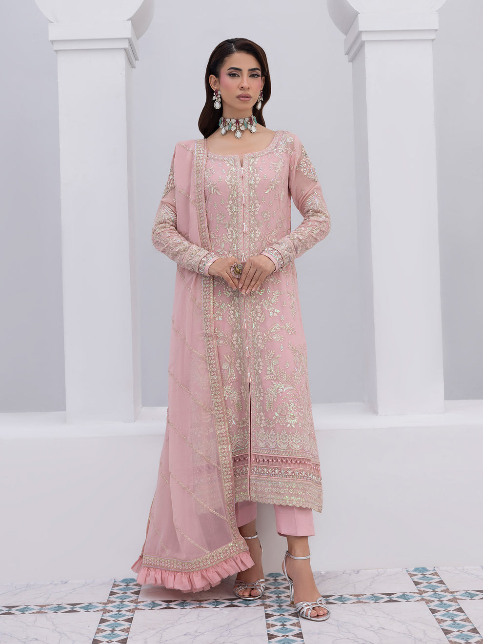 Buy Gulaal Maeri Luxury Chiffion '26 | Perle . choose good quality brands like Maria b zainab Chottani, Hussain Rehar etc... Various Pakistani branded dresses summer fabric, elegant design, perfect for casual & formal wear also shop eid collections from khaslibaas .delivery available in UK, USA, Canada, UAE, Dubai and other countries... 