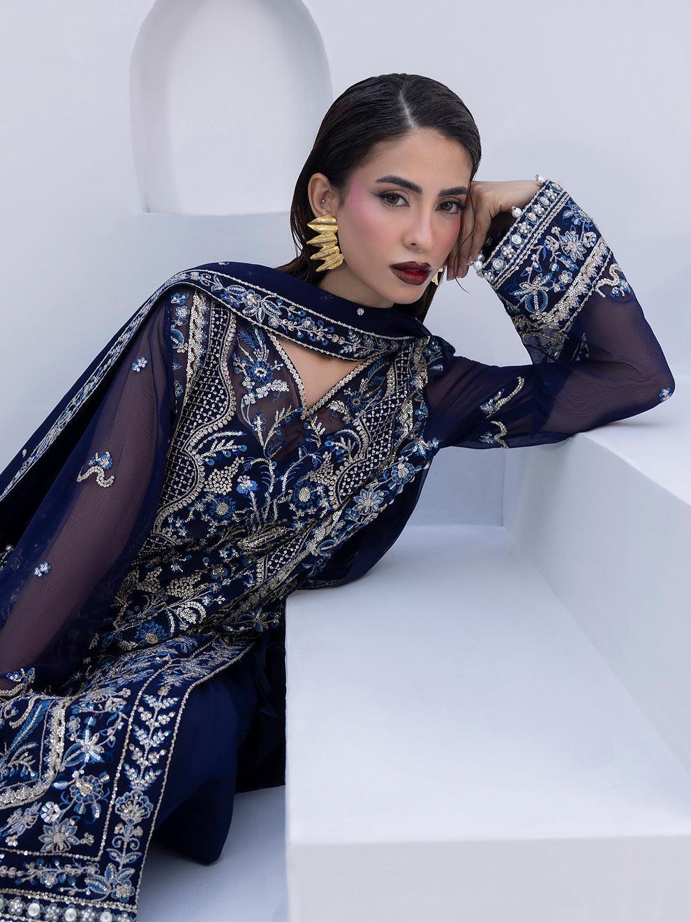 Buy Gulaal Maeri Luxury Chiffion '26 | choose good quality brands like Maria b zainab Chottani, Hussain Rehar etc... Various Pakistani branded dresses summer fabric, elegant design, perfect for casual & formal wear also shop eid collections from khaslibaas .delivery available in UK, USA, Canada, UAE, Dubai and other countries... 