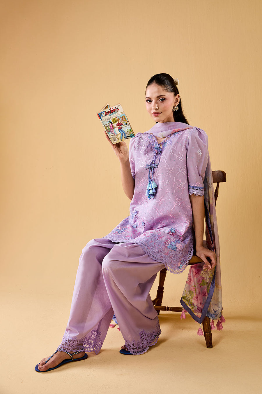 Buy from khaslibaas | sobia nazir VITAL 2026 Vol 2  | 3 piece unstitched embroidered lawn suit for women (design 1B).choose good quality brands like Maria b zainab Chottani Various Pakistani branded dresses summer fabric, elegant design, perfect for casual & formal wear.delivery available in UK, USA, Canada, UAE, Dubai and other countries... 