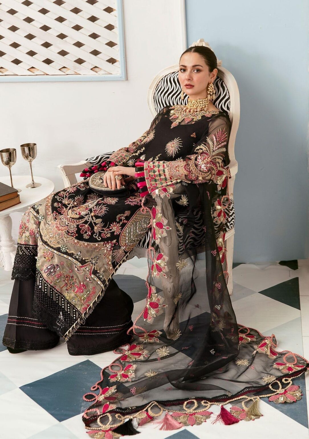 Buy ELAF ECC 08 BLACK | LUXURY HANDWORK| FESTIVE Dress 2026.choose good quality brands like Maria b zainab Chottani, Hussain Rehar etc... Various Pakistani branded dresses summer fabric, elegant design, perfect for casual & formal wear also shop eid collections from khaslibaas .delivery available in UK, USA, Canada, UAE, Dubai and other countries... 