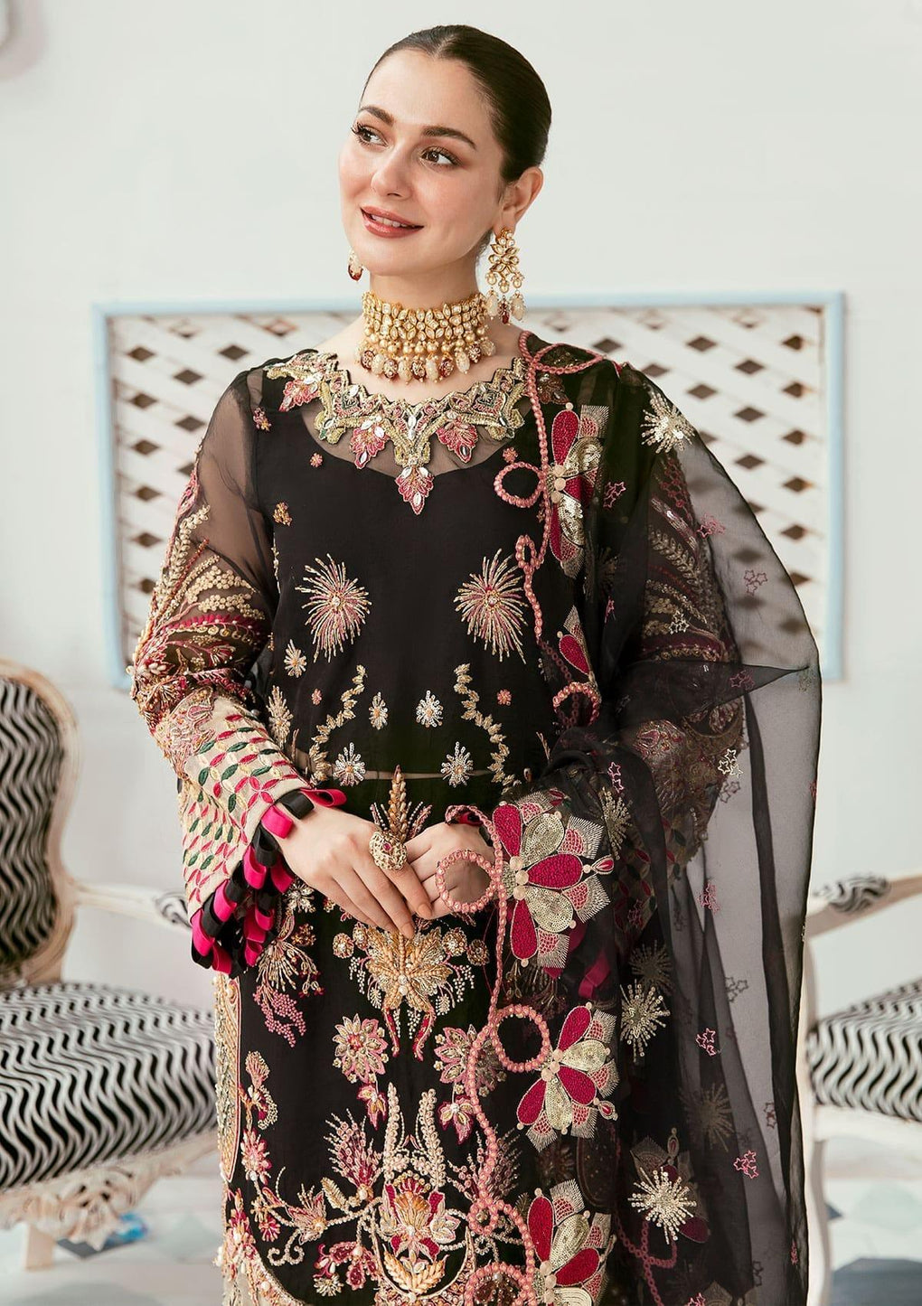 Buy ELAF ECC 08 BLACK | LUXURY HANDWORK| FESTIVE Dress 2026.choose good quality brands like Maria b zainab Chottani, Hussain Rehar etc... Various Pakistani branded dresses summer fabric, elegant design, perfect for casual & formal wear also shop eid collections from khaslibaas .delivery available in UK, USA, Canada, UAE, Dubai and other countries... 
