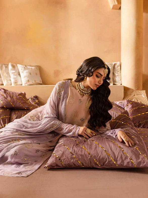 Buy Nureh MK-06 Mukeshkari Embroidered Chiffon. choose good quality brands like Maria b zainab Chottani, Hussain Rehar etc... Various Pakistani branded dresses summer fabric, elegant design, perfect for casual & formal wear also shop eid collections from khaslibaas .delivery available in UK, USA, Canada, UAE, Dubai and other countries... 