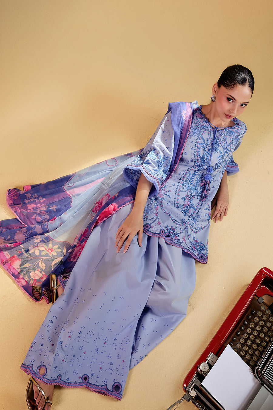 Buy from khaslibaas | sobia nazir VITAL 2026 Vol 2  | 3 piece unstitched embroidered lawn suit for women (design 3A).choose good quality brands like Maria b zainab Chottani Various Pakistani branded dresses summer fabric, elegant design, perfect for casual & formal wear.delivery available in UK, USA, Canada, UAE, Dubai and other countries... 