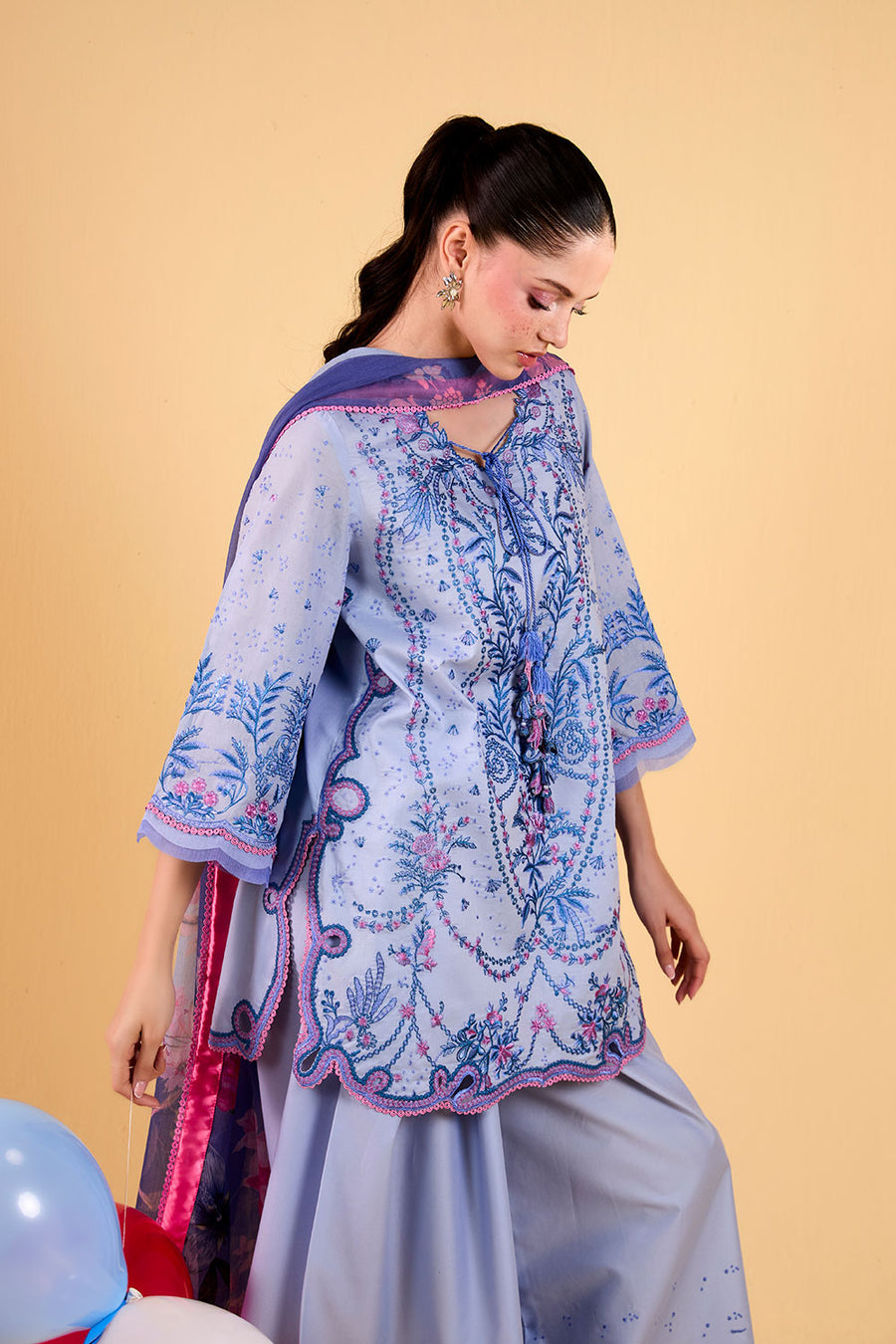 Buy from khaslibaas | sobia nazir VITAL 2026 Vol 2  | 3 piece unstitched embroidered lawn suit for women (design 3A).choose good quality brands like Maria b zainab Chottani Various Pakistani branded dresses summer fabric, elegant design, perfect for casual & formal wear.delivery available in UK, USA, Canada, UAE, Dubai and other countries... 