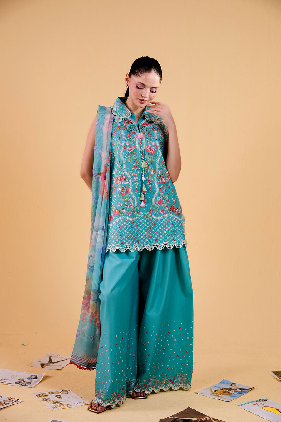 Buy from khaslibaas | sobia nazir VITAL 2026 Vol 2  | 3 piece unstitched embroidered lawn suit for women (design 5A).choose good quality brands like Maria b zainab Chottani Various Pakistani branded dresses summer fabric, elegant design, perfect for casual & formal wear.delivery available in UK, USA, Canada, UAE, Dubai and other countries... 