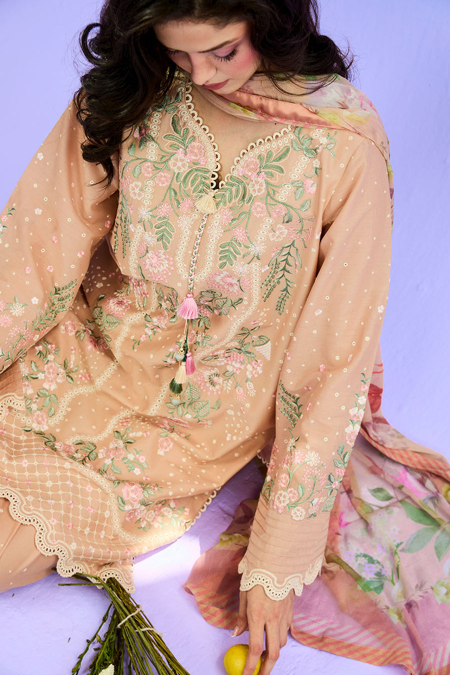 Buy from khaslibaas | sobia nazir VITAL 2026 Vol 2  | 3 piece unstitched embroidered lawn suit for women (design 5B).choose good quality brands like Maria b zainab Chottani Various Pakistani branded dresses summer fabric, elegant design, perfect for casual & formal wear.delivery available in UK, USA, Canada, UAE, Dubai and other countries... 