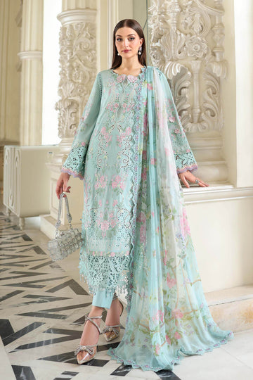 Buy from khaslibaas mariab Luxury lawn Eid II - 3 piece unstitched embroidered lawn suit for women ( D-15).choose good quality brands like Maria b Sobia Nazir Various Pakistani branded dresses summer fabric, elegant design, perfect for casual & formal wear.delivery available in UK, USA,Australia, Canada, UAE, Dubai and other countries... 