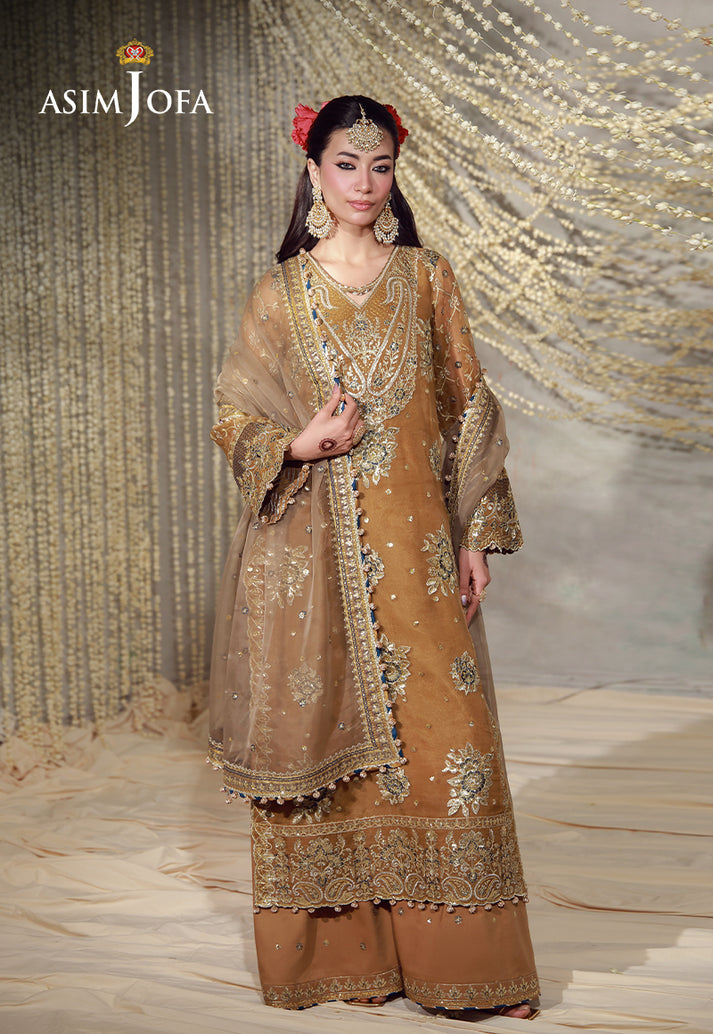 Buy asim jofa AJULFE-03 Embroidered  Suit 3 Pcs Unstitched | Women Summer Dress 2026.choose good quality brands like Maria b zainab Chottani, Hussain Rehar etc... Various Pakistani branded dresses summer fabric, elegant design, perfect for casual & formal wear also shop eid collections from khaslibaas .delivery available in UK, USA, Canada, UAE, Dubai and other countries... 