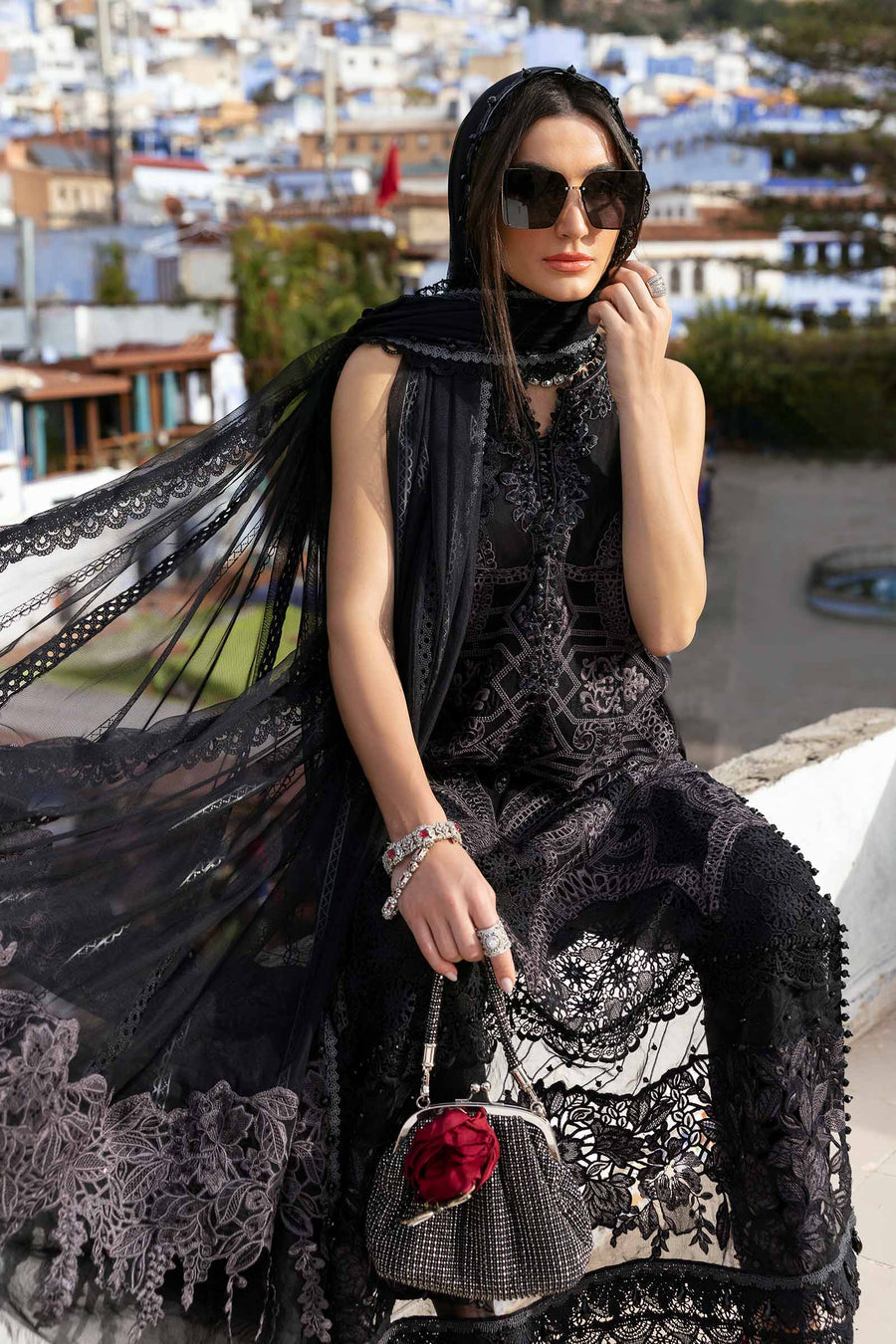 Buy from khaslibaas mariab | Voyage a’Luxe Luxury Lawn '25 - 3 piece unstitched embroidered lawn suit for women ( D-12B).choose good quality brands like Maria b Sobia Nazir Various Pakistani branded dresses summer fabric, elegant design, perfect for casual & formal wear.delivery available in UK, USA,Australia, Canada, UAE, Dubai and other countries... 