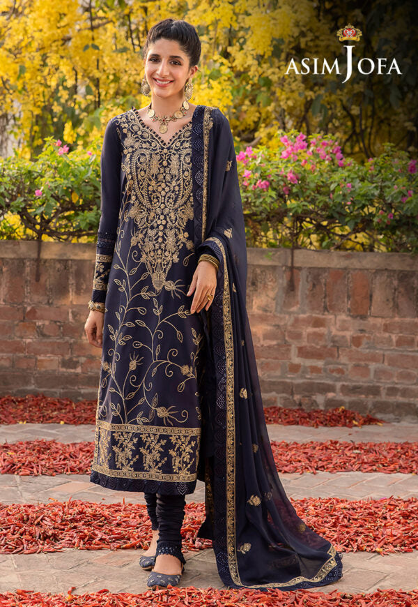 Buy Asim jofa AJSW-15 EMBROIDERED LAWN SILK   | Women FESTIVE Dress 2026.choose good quality brands like Maria b zainab Chottani, Hussain Rehar etc... Various Pakistani branded dresses summer fabric, elegant design, perfect for casual & formal wear also shop eid collections from khaslibaas .delivery available in UK, USA, Canada, UAE, Dubai and other countries... 