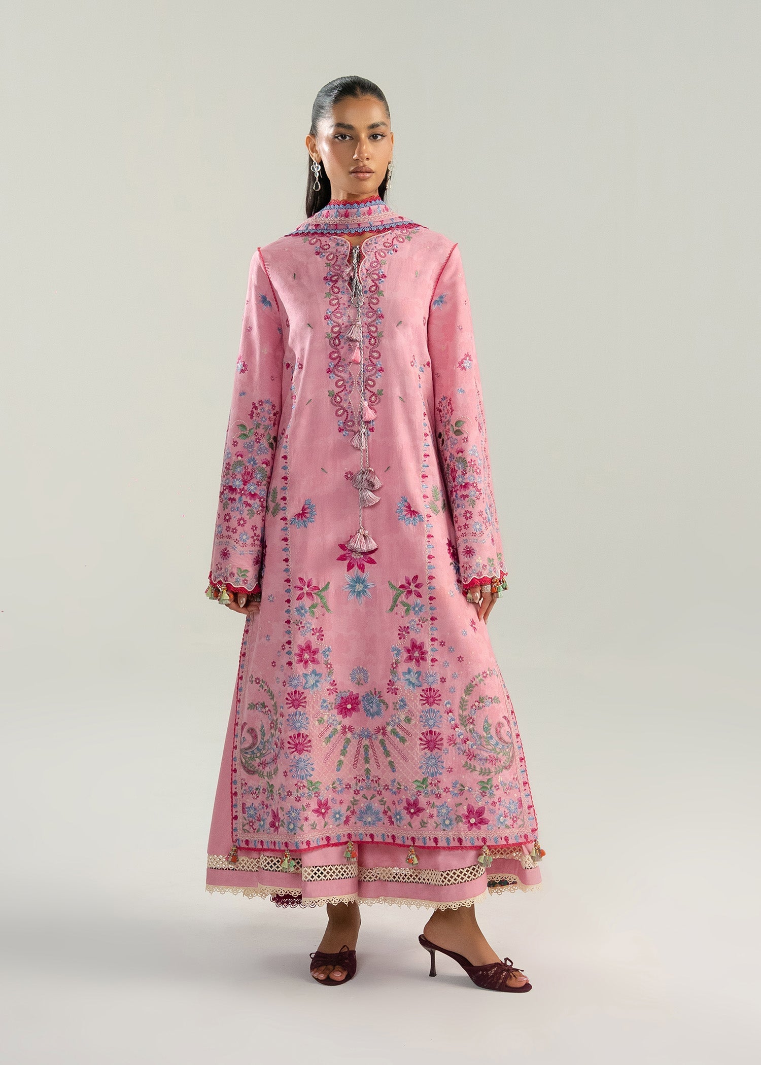 Buy from khaslibaas | Hussain Rehar Zan ss26 | 3 piece unstitched embroidered lawn suit for women (Pembe).choose good quality brands like Maria b, Sobia Nazir zainab Chottani Various Pakistani branded dresses summer fabric, elegant design, perfect for casual & formal wear.delivery available in UK, USA, Canada, UAE, Dubai and other countries... 
