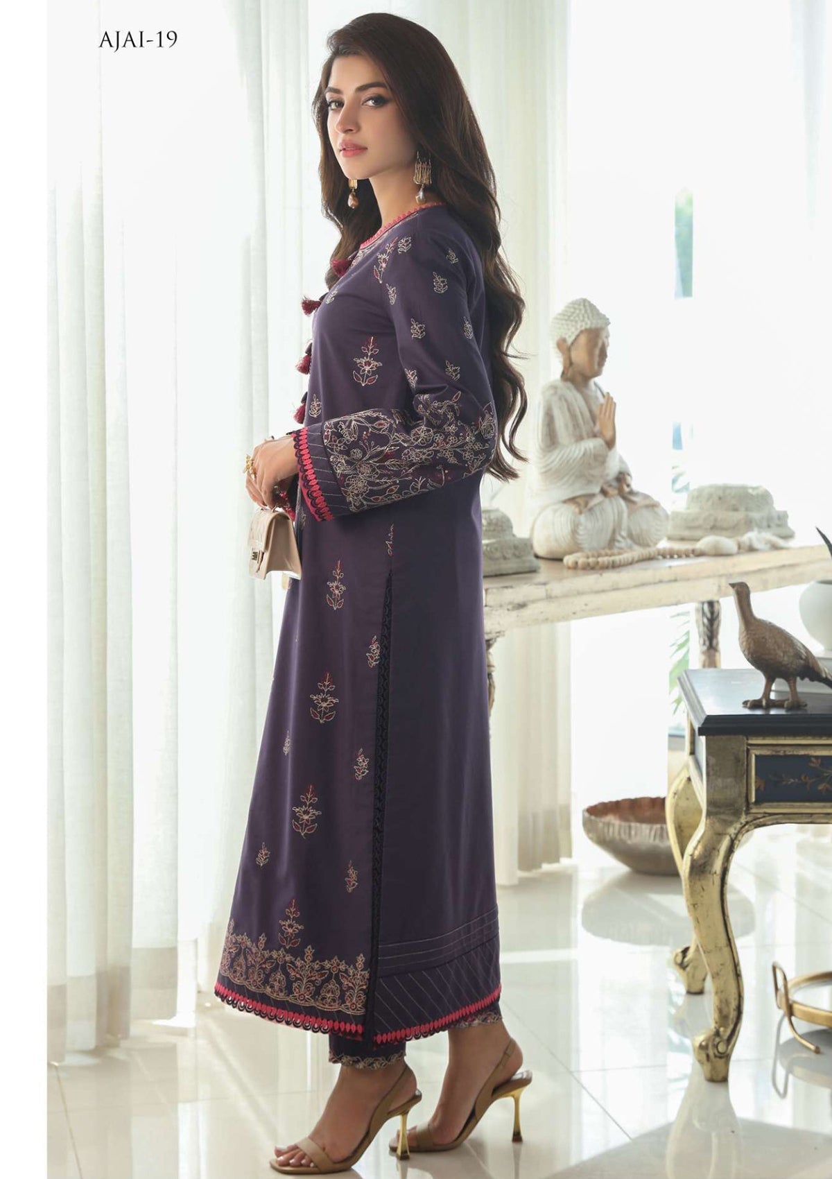 Buy Asim Jofa AJAI#19 Aira Lawn collection. choose good quality brands like Maria b zainab Chottani, Hussain Rehar etc... Various Pakistani branded dresses summer fabric, elegant design, perfect for casual & formal wear also shop eid collections from khaslibaas .delivery available in UK, USA, Canada, UAE, Dubai and other countries..