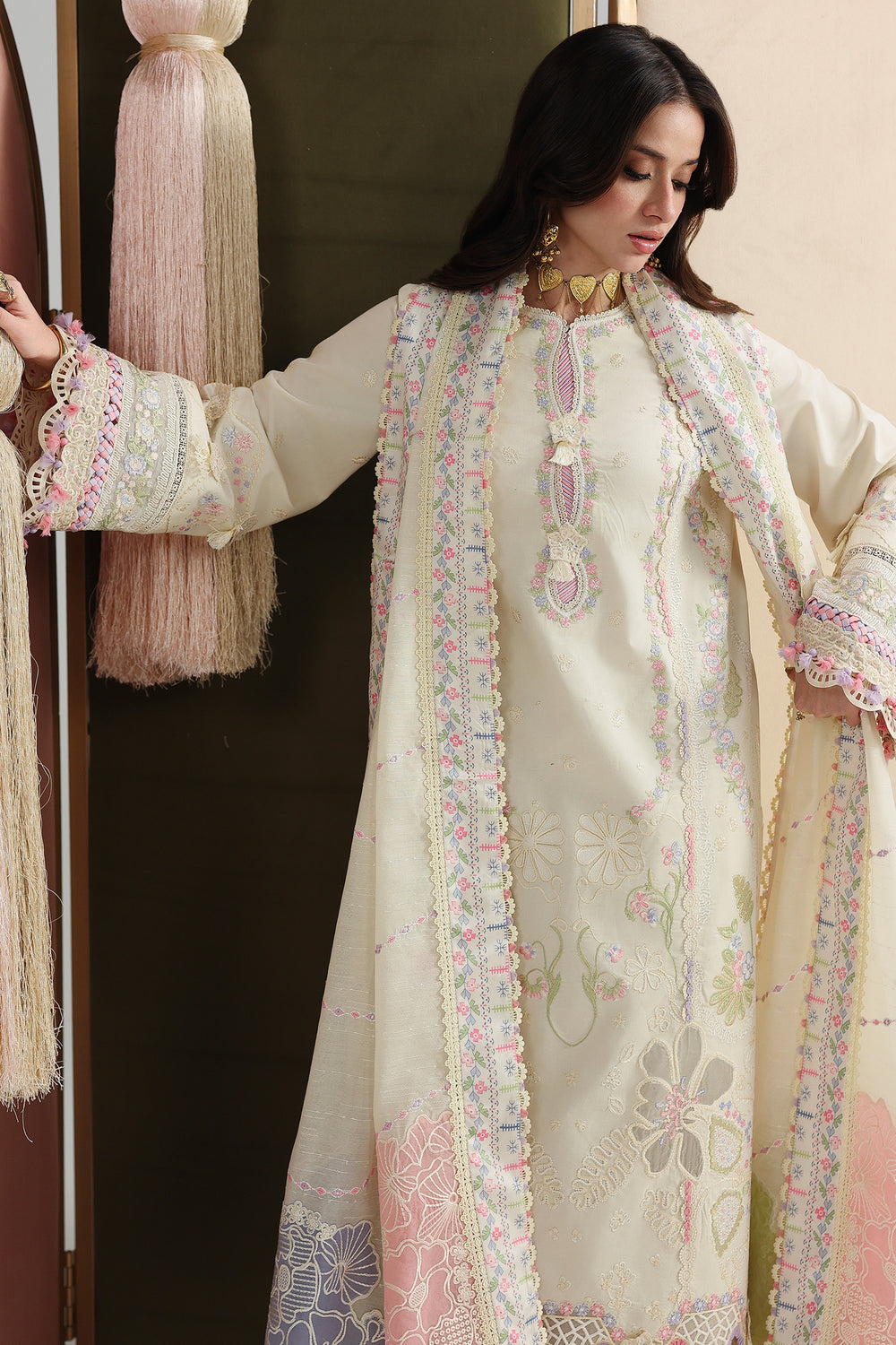 Buy QALAMKAR QFL-01 ELMA Embroidered  Suit 3 Pcs Unstitched | Women Summer Dresses 2026.choose good quality brands like Maria b zainab Chottani, Hussain Rehar, sobia nazir etc... Various Pakistani branded dresses summer fabric, elegant design, perfect for casual & formal wear also shop eid collections from khaslibaas .delivery available in UK, USA, Canada, UAE, Dubai and other countries... 