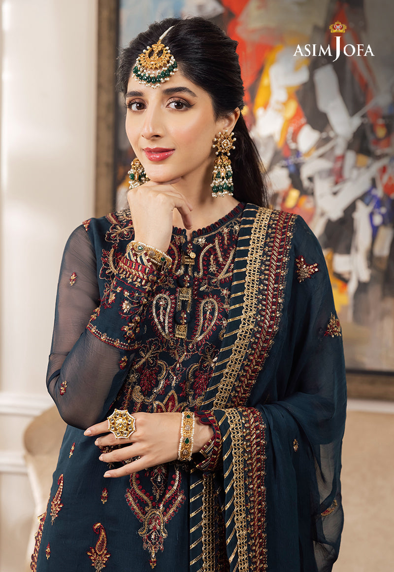 Buy Asim jofa AJZS-03 EMBROIDERED CHIFFON COLlECTION | Women FESTIVE Dress 2026.choose good quality brands like Maria b zainab Chottani, Hussain Rehar etc... Various Pakistani branded dresses summer fabric, elegant design, perfect for casual & formal wear also shop eid collections from khaslibaas .delivery available in UK, USA, Canada, UAE, Dubai and other countries... 