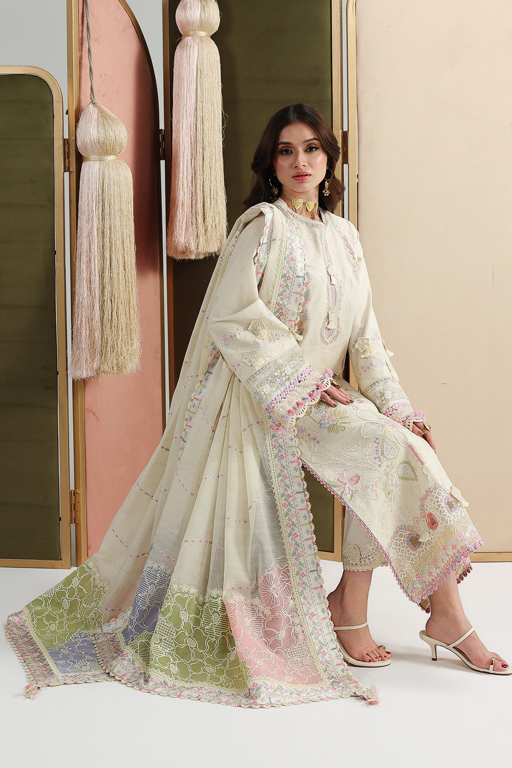 Buy QALAMKAR QFL-01 ELMA Embroidered  Suit 3 Pcs Unstitched | Women Summer Dresses 2026.choose good quality brands like Maria b zainab Chottani, Hussain Rehar, sobia nazir etc... Various Pakistani branded dresses summer fabric, elegant design, perfect for casual & formal wear also shop eid collections from khaslibaas .delivery available in UK, USA, Canada, UAE, Dubai and other countries... 