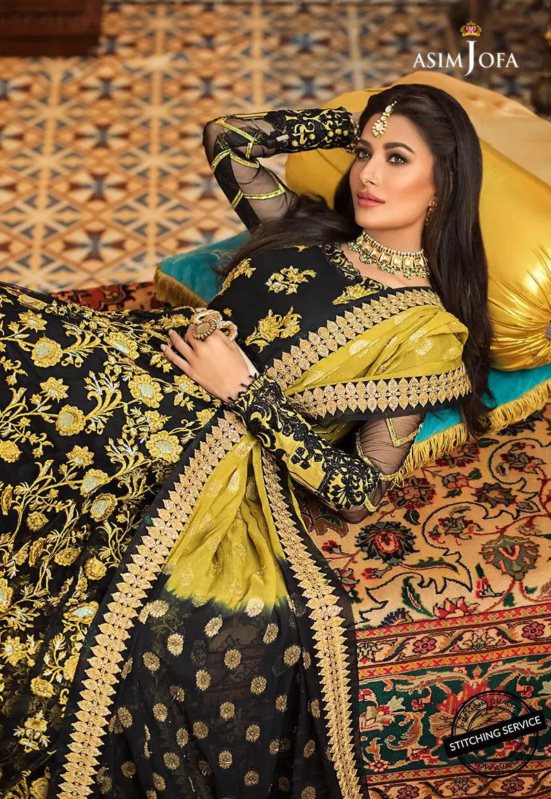Buy asim jofa AJF-01 Embroidered  Suit 3 Pcs Unstitched | Women Summer FESTIVE Dress 2026.choose good quality brands like Maria b zainab Chottani, Hussain Rehar etc... Various Pakistani branded dresses summer fabric, elegant design, perfect for casual & formal wear also shop eid collections from khaslibaas .delivery available in UK, USA, Canada, UAE, Dubai and other countries... 