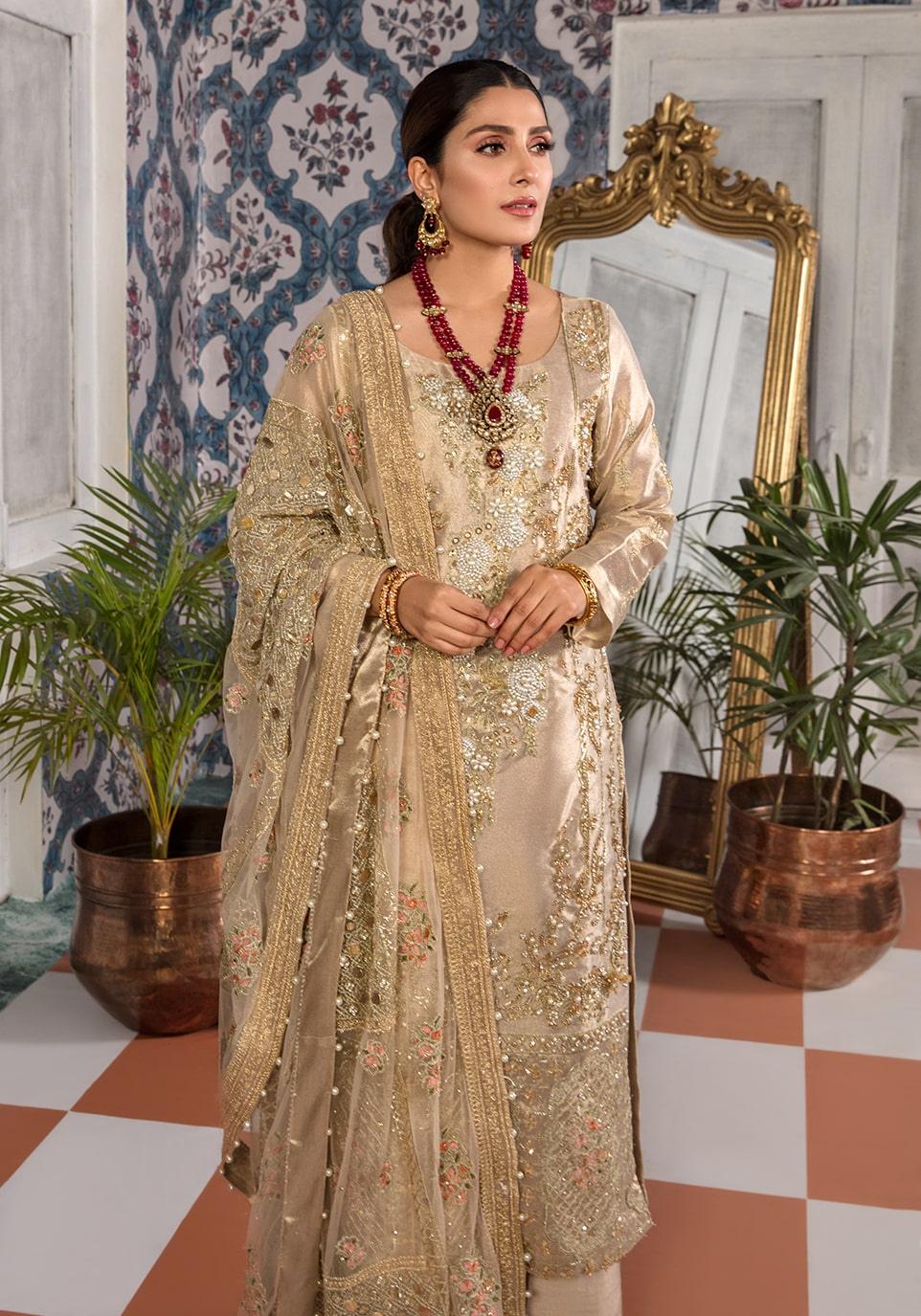Buy MANARA WEDDING (D2- Dahlia). choose good quality brands like Maria b zainab Chottani, Hussain Rehar etc... Various Pakistani branded dresses summer fabric, elegant design, perfect for casual & formal wear also shop eid collections from khaslibaas .delivery available in UK, USA, Canada, UAE, Dubai and other countries... 