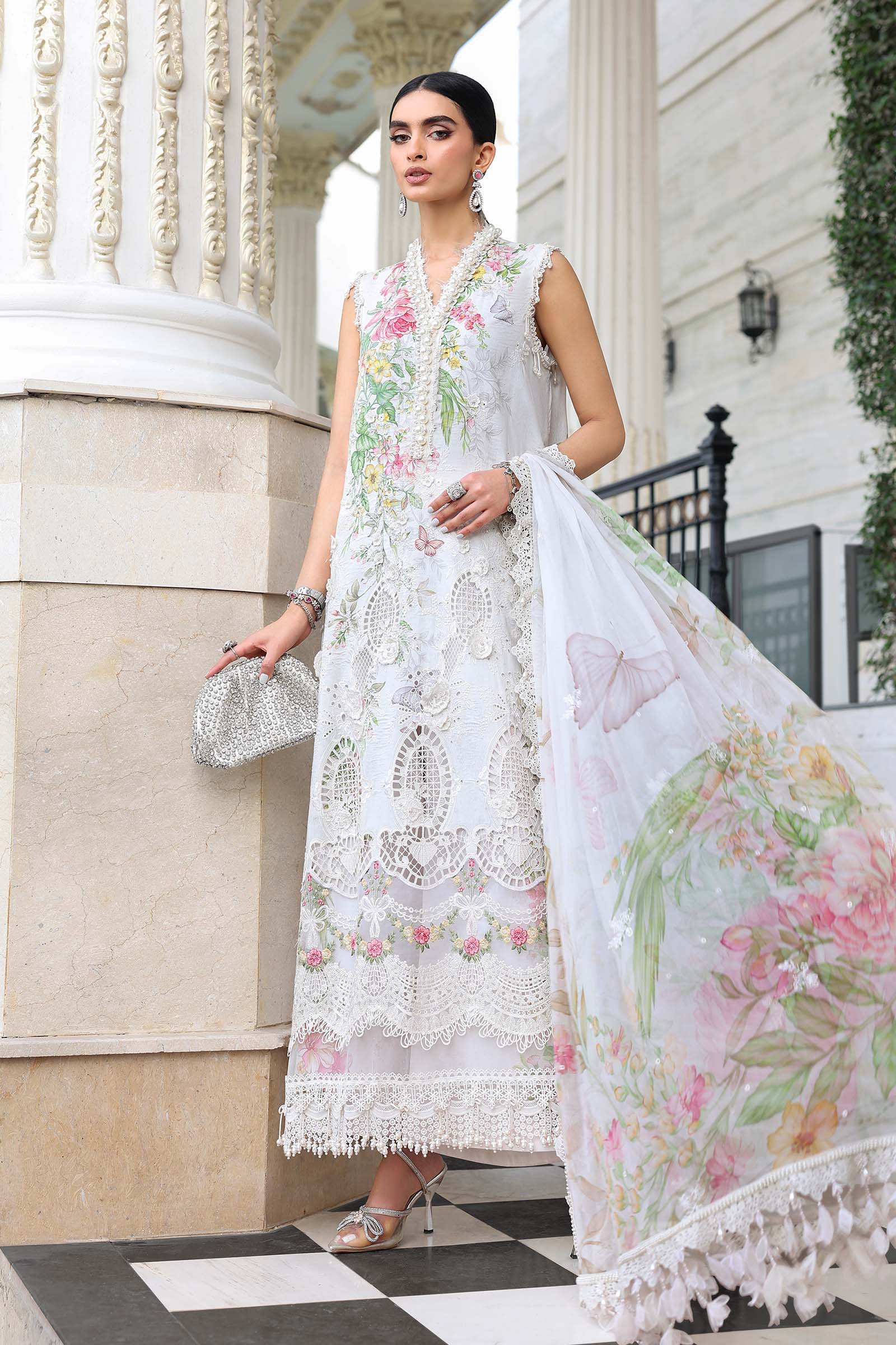 Buy from khaslibaas mariab Luxury lawn Eid II - 3 piece unstitched embroidered lawn suit for women ( D-03).choose good quality brands like Maria b Sobia Nazir Various Pakistani branded dresses summer fabric, elegant design, perfect for casual & formal wear.delivery available in UK, USA,Australia, Canada, UAE, Dubai and other countries... 