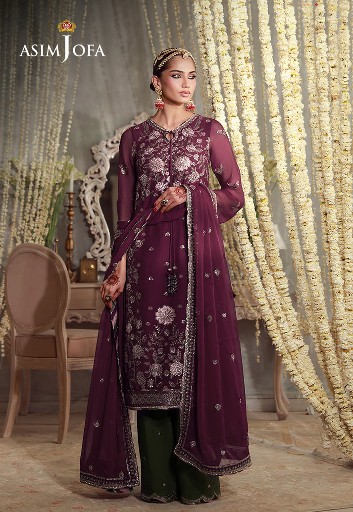 Buy asim jofa AJULFE-11 Embroidered  Suit 3 Pcs Unstitched | Women Summer Dress 2026.choose good quality brands like Maria b zainab Chottani, Hussain Rehar etc... Various Pakistani branded dresses summer fabric, elegant design, perfect for casual & formal wear also shop eid collections from khaslibaas .delivery available in UK, USA, Canada, UAE, Dubai and other countries... 
