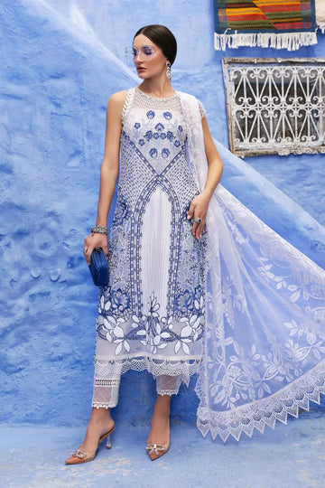 Buy from khaslibaas mariab | Voyage a’Luxe Luxury Lawn '25 - 3 piece unstitched embroidered lawn suit for women ( D-10A).choose good quality brands like Maria b Sobia Nazir Various Pakistani branded dresses summer fabric, elegant design, perfect for casual & formal wear.delivery available in UK, USA,Australia, Canada, UAE, Dubai and other countries... 