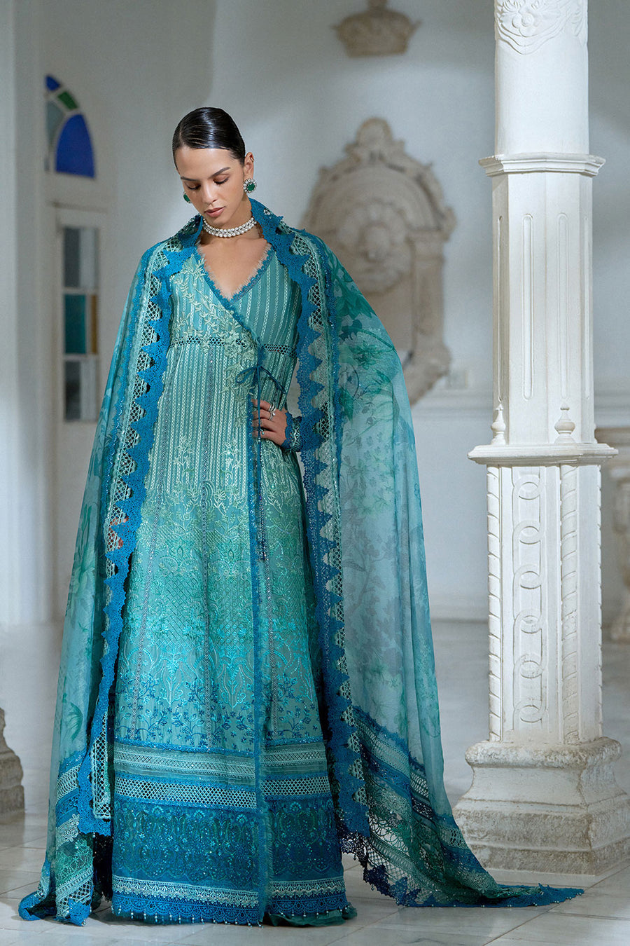 Buy from khaslibaas | sobia nazir Luxury Lawn Eid 2026 | 3 piece unstitched embroidered lawn suit for women (design 6A).choose good quality brands like Maria b zainab Chottani Various Pakistani branded dresses summer fabric, elegant design, perfect for casual & formal wear.delivery available in UK, USA, Canada, UAE, Dubai and other countries... 