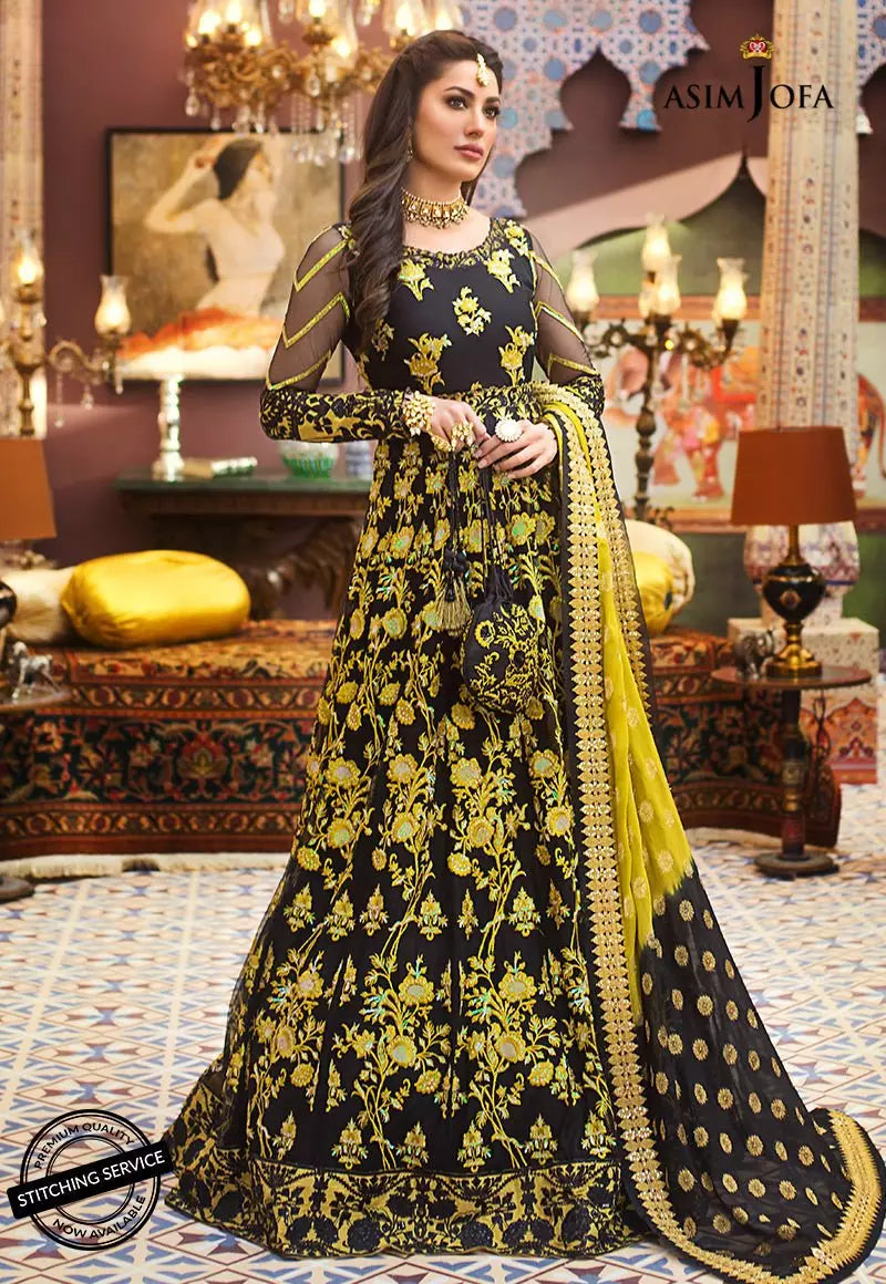 Buy asim jofa AJF-01 Embroidered  Suit 3 Pcs Unstitched | Women Summer FESTIVE Dress 2026.choose good quality brands like Maria b zainab Chottani, Hussain Rehar etc... Various Pakistani branded dresses summer fabric, elegant design, perfect for casual & formal wear also shop eid collections from khaslibaas .delivery available in UK, USA, Canada, UAE, Dubai and other countries... 
