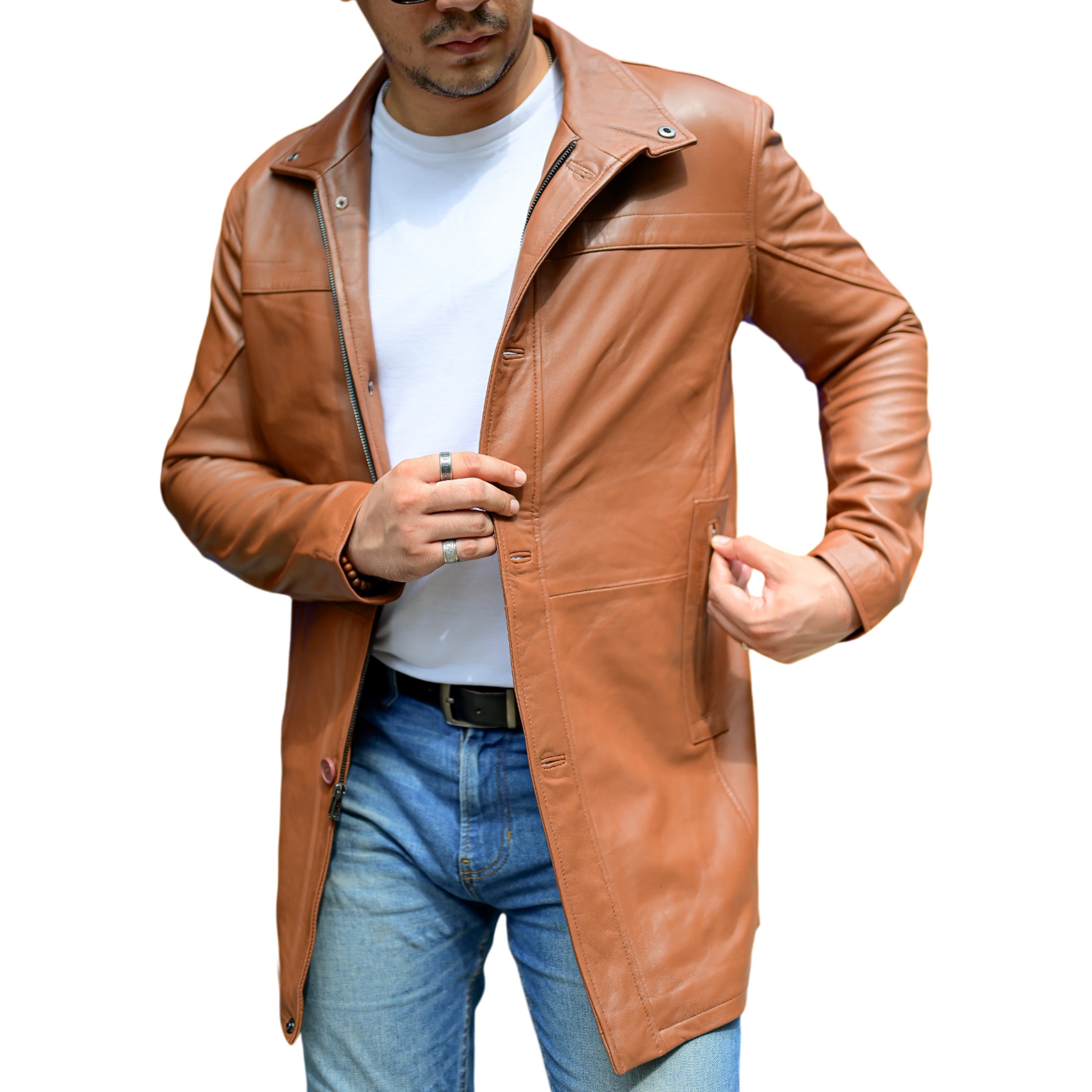 Men’s 3/4 Genuine Leather Car Coat | Premium Winter Coat | Khaslibaas