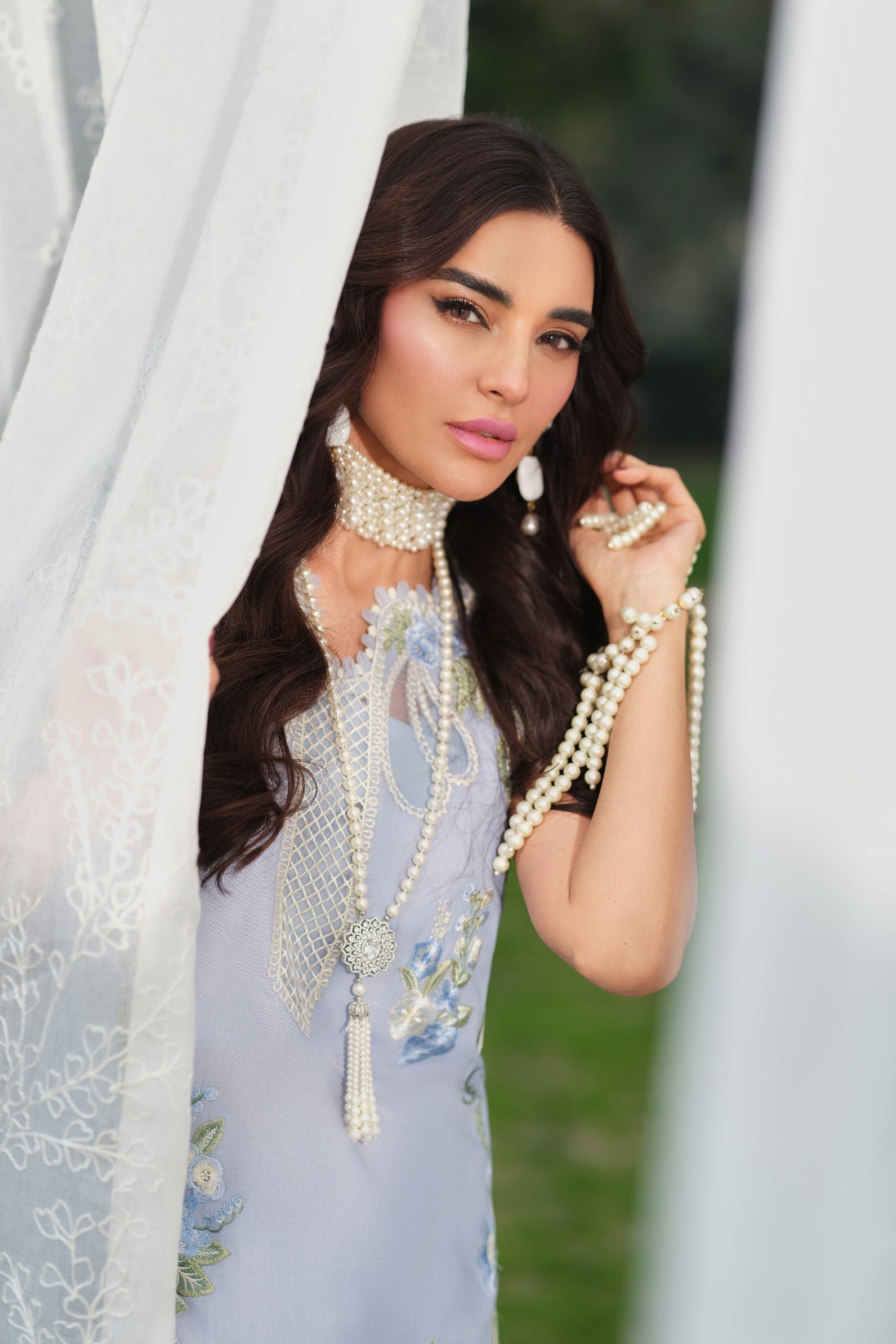 Buy from khaslibaas | Maryam Hussain Luxury Lawn '26 | 3 piece unstitched embroidered lawn suit for women (Frost).choose good quality brands like Maria b, Sobia Nazir zainab Chottani Various Pakistani branded dresses summer fabric, elegant design, perfect for casual & formal wear.delivery available in UK, USA, Canada, UAE, Dubai and other countries... 