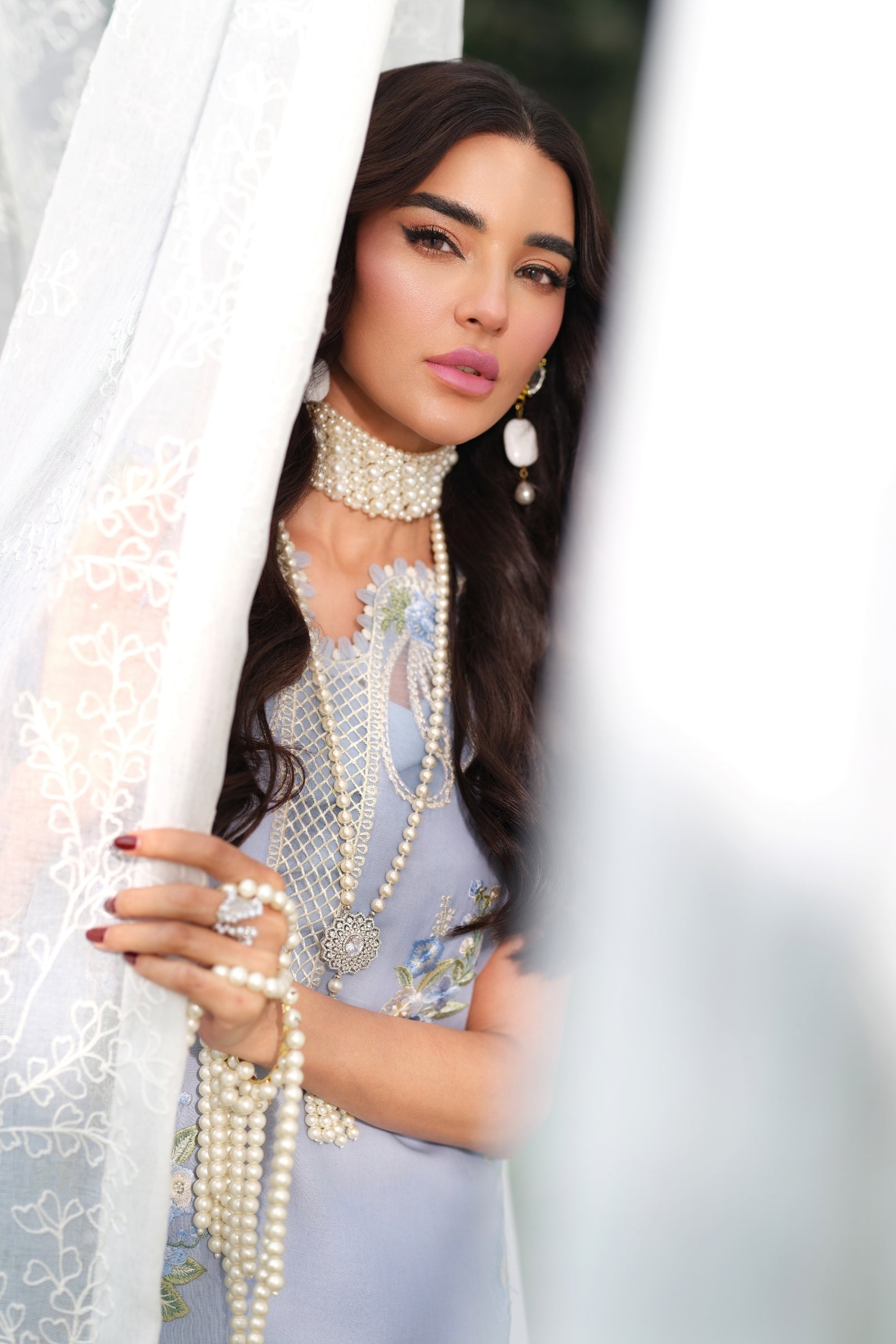 Buy from khaslibaas | Maryam Hussain Luxury Lawn '26 | 3 piece unstitched embroidered lawn suit for women (Frost).choose good quality brands like Maria b, Sobia Nazir zainab Chottani Various Pakistani branded dresses summer fabric, elegant design, perfect for casual & formal wear.delivery available in UK, USA, Canada, UAE, Dubai and other countries... 
