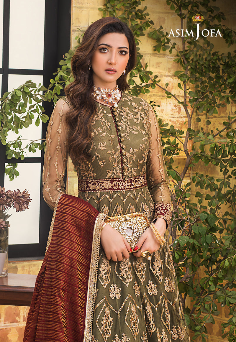 Buy Asim jofa AJLE-06 Net Embroidered collection | Women FESTIVE Dress 2026.choose good quality brands like Maria b zainab Chottani, Hussain Rehar etc... Various Pakistani branded dresses summer fabric, elegant design, perfect for casual & formal wear also shop eid collections from khaslibaas .delivery available in UK, USA, Canada, UAE, Dubai and other countries... 