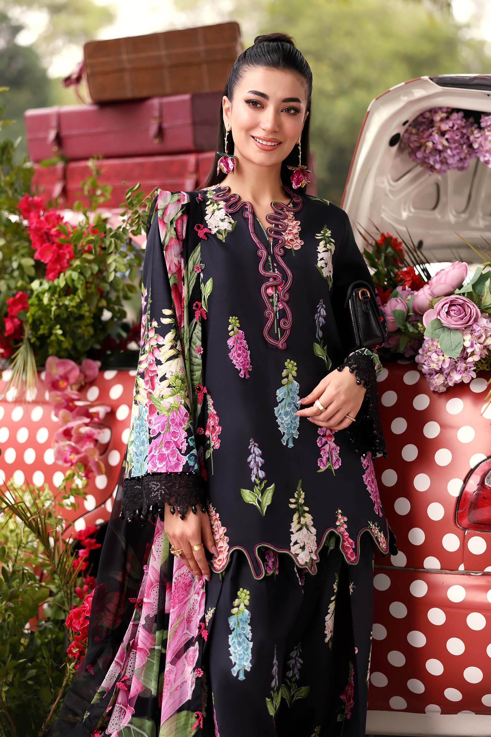 Buy from khaslibaas mariab premium 3 piece unstitched embroidered lawn suit for women (MPT-3005-B).choose good quality brands like Maria b Sobia Nazir Various Pakistani branded dresses summer fabric, elegant design, perfect for casual & formal wear.delivery available in UK, USA, Canada, UAE, Dubai and other countries... 