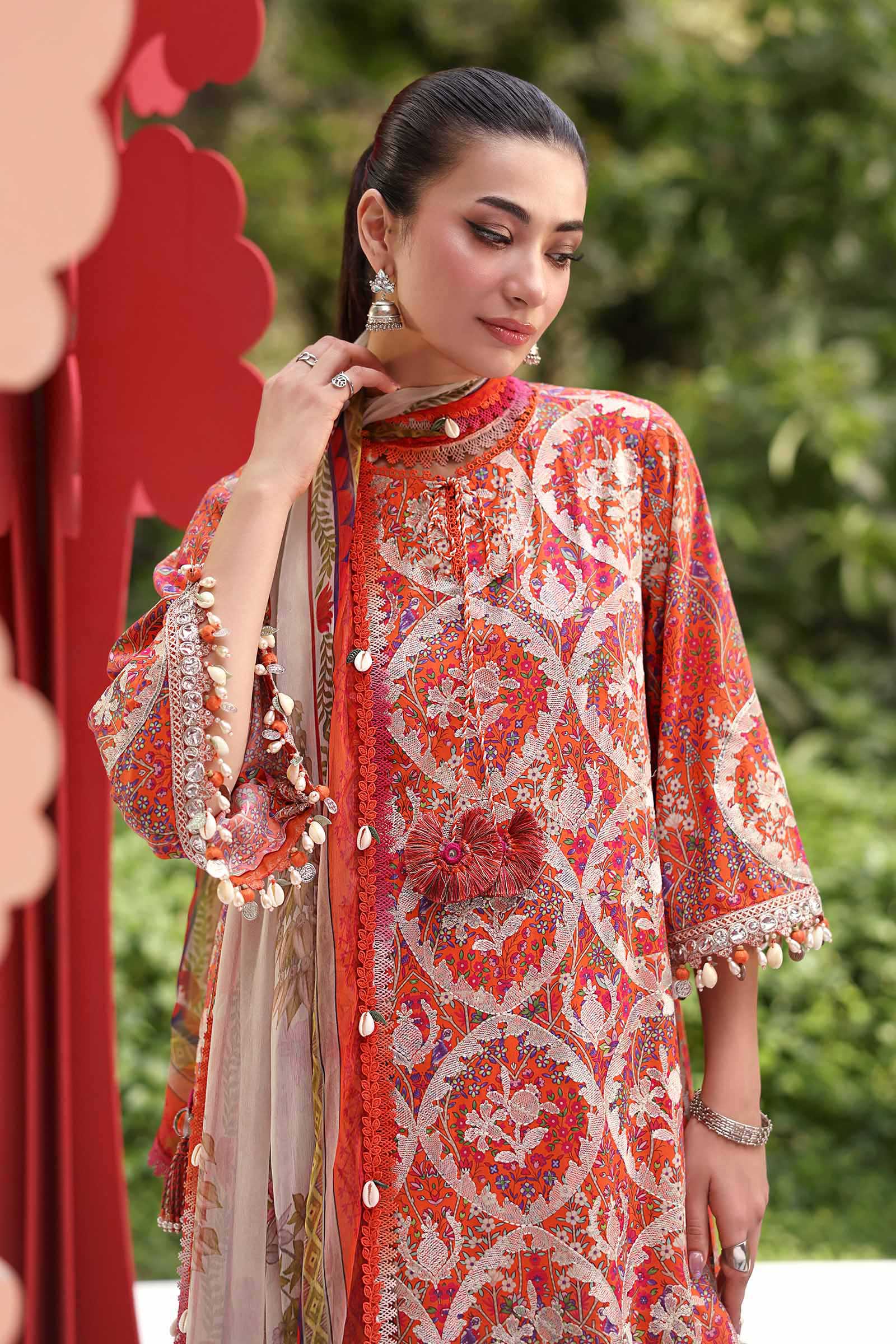 Buy from khaslibaas mariab premium 3 piece unstitched embroidered lawn suit for women (MPT-3003-A).choose good quality brands like Maria b Sobia Nazir Various Pakistani branded dresses summer fabric, elegant design, perfect for casual & formal wear.delivery available in UK, USA, Canada, UAE, Dubai and other countries... 