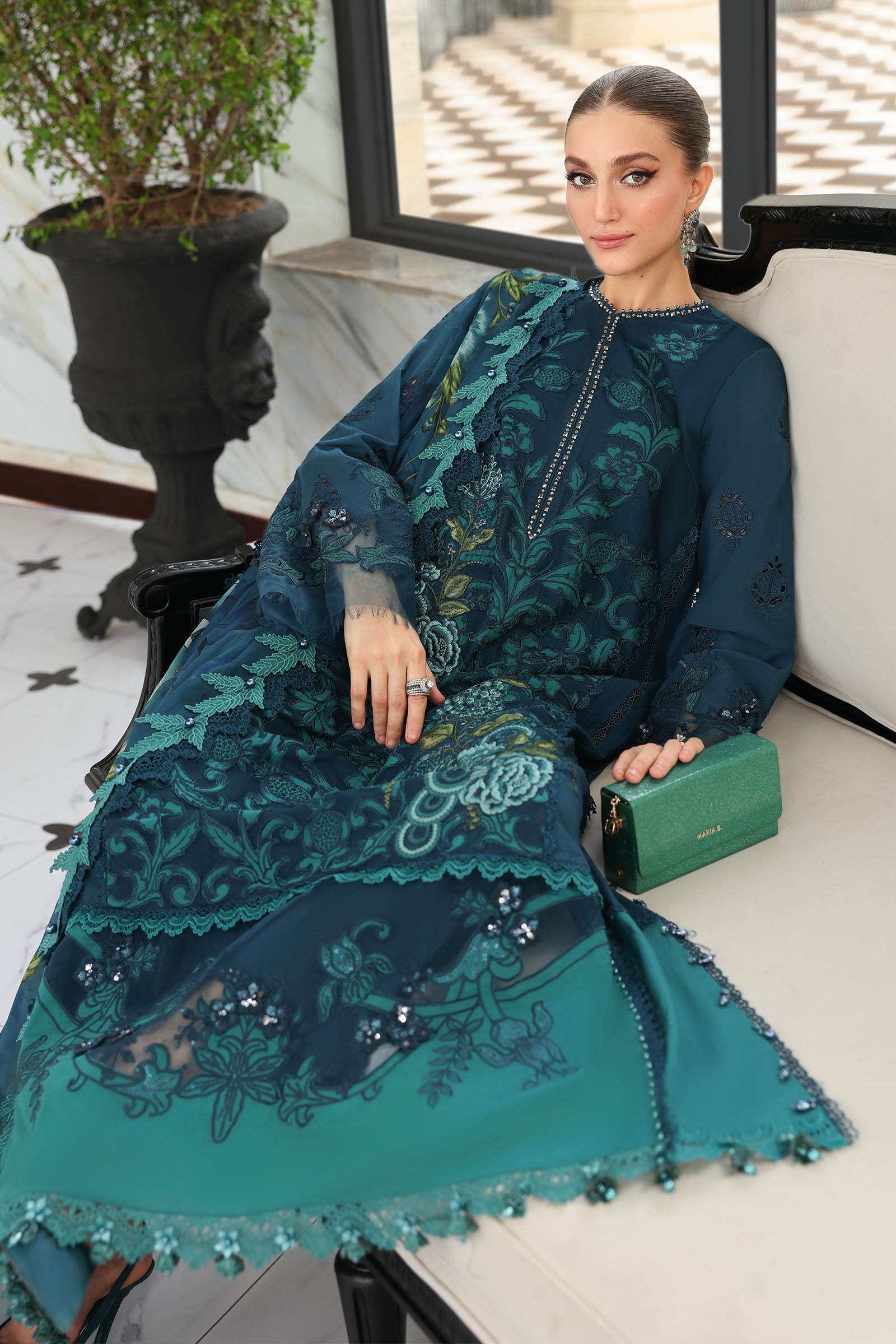 Buy from khaslibaas mariab Luxury lawn Eid II - 3 piece unstitched embroidered lawn suit for women ( D-06).choose good quality brands like Maria b Sobia Nazir Various Pakistani branded dresses summer fabric, elegant design, perfect for casual & formal wear.delivery available in UK, USA,Australia, Canada, UAE, Dubai and other countries... 