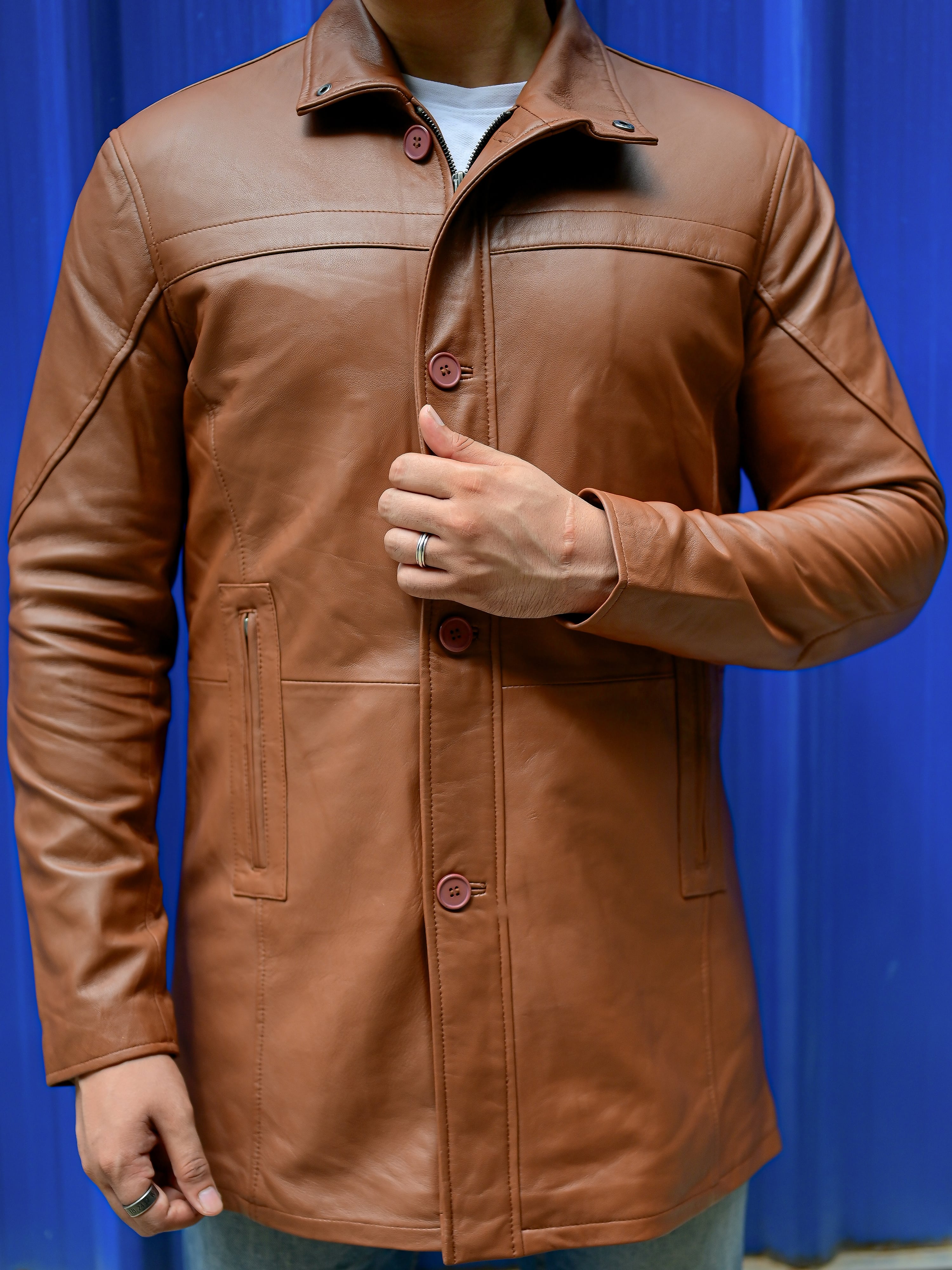 Men’s 3/4 Genuine Leather Car Coat | Premium Winter Coat | Khaslibaas