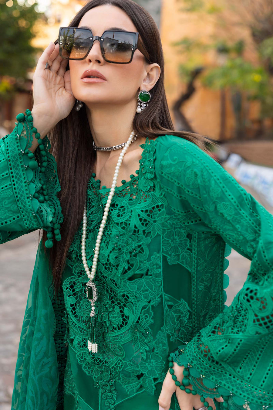 Buy from khaslibaas mariab | Voyage a’Luxe Luxury Lawn '25 - 3 piece unstitched embroidered lawn suit for women ( D-8B).choose good quality brands like Maria b Sobia Nazir Various Pakistani branded dresses summer fabric, elegant design, perfect for casual & formal wear.delivery available in UK, USA,Australia, Canada, UAE, Dubai and other countries... 