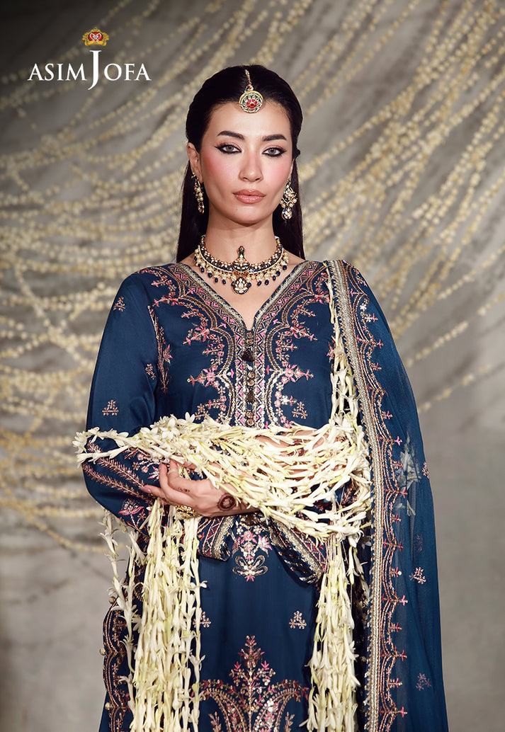Buy asim jofa AJULFE-13 Embroidered Slub Lawn Suit 3 Pcs Unstitched | Women Summer Dress 2026.choose good quality brands like Maria b zainab Chottani, Hussain Rehar etc... Various Pakistani branded dresses summer fabric, elegant design, perfect for casual & formal wear also shop eid collections from khaslibaas .delivery available in UK, USA, Canada, UAE, Dubai and other countries... 