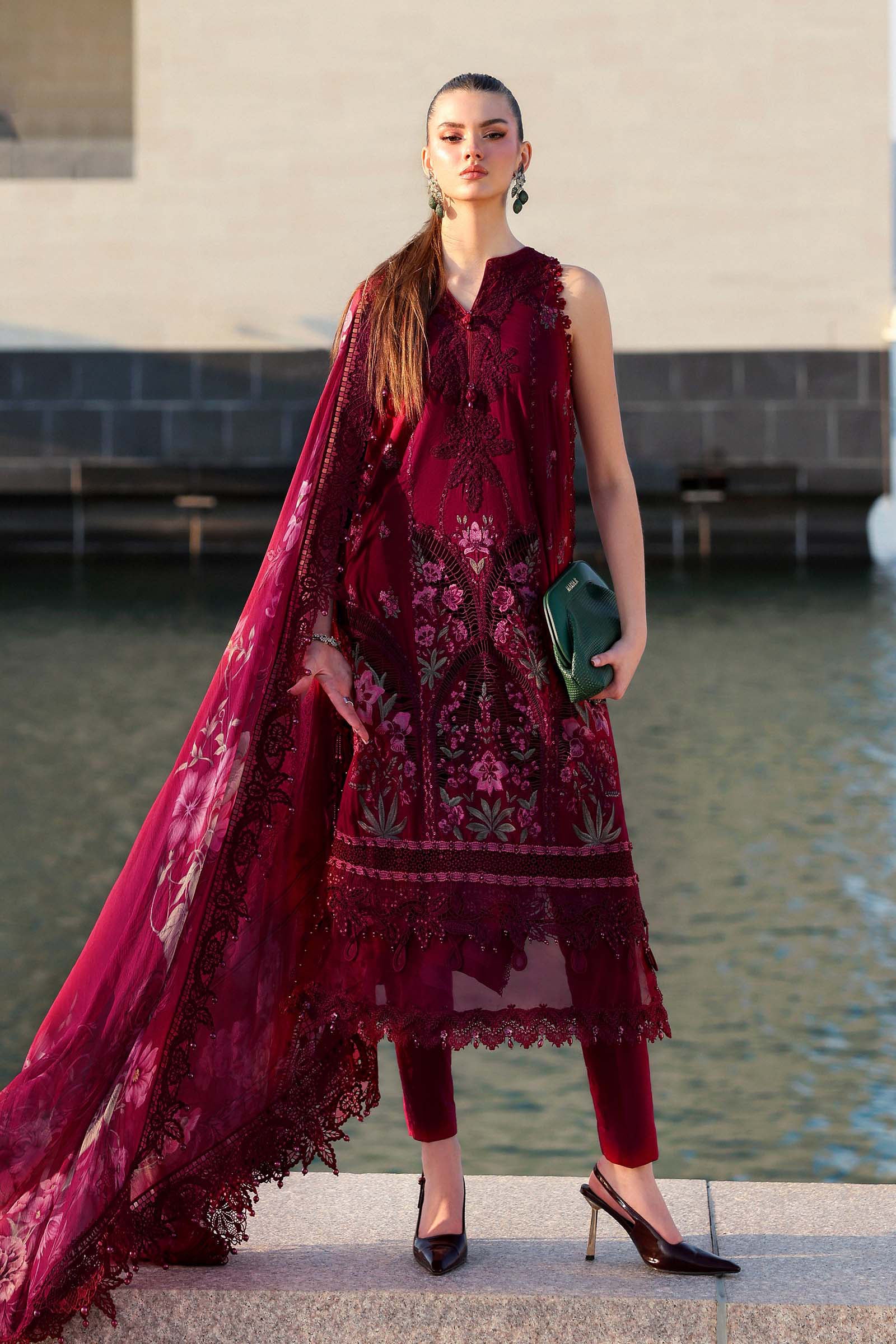 Buy from khaslibaas mariab Luxury 3 piece unstitched embroidered lawn suit for women ( D-2611-B).choose good quality brands like Maria b Sobia Nazir Various Pakistani branded dresses summer fabric, elegant design, perfect for casual & formal wear.delivery available in UK, USA,Australia, Canada, UAE, Dubai and other countries... 