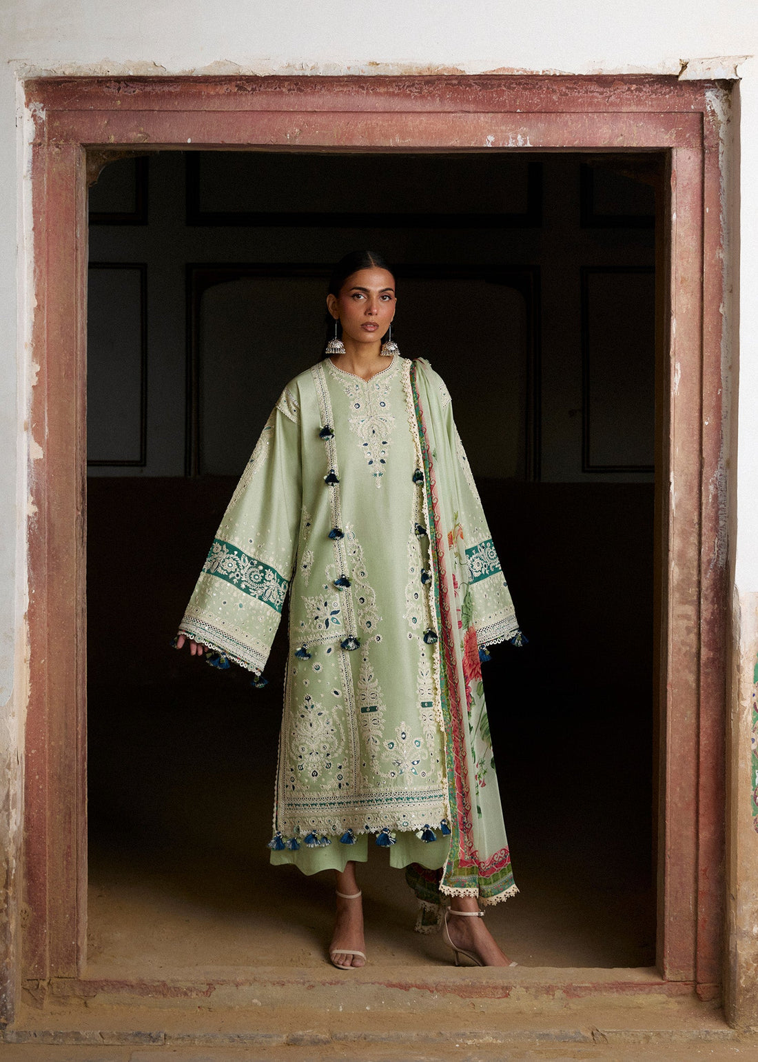 Buy from khaslibaas | Hussain Rehar Zan ss26 | 3 piece unstitched embroidered lawn suit for women (Nane).choose good quality brands like Maria b, Sobia Nazir zainab Chottani Various Pakistani branded dresses summer fabric, elegant design, perfect for casual & formal wear.delivery available in UK, USA, Canada, UAE, Dubai and other countries... 