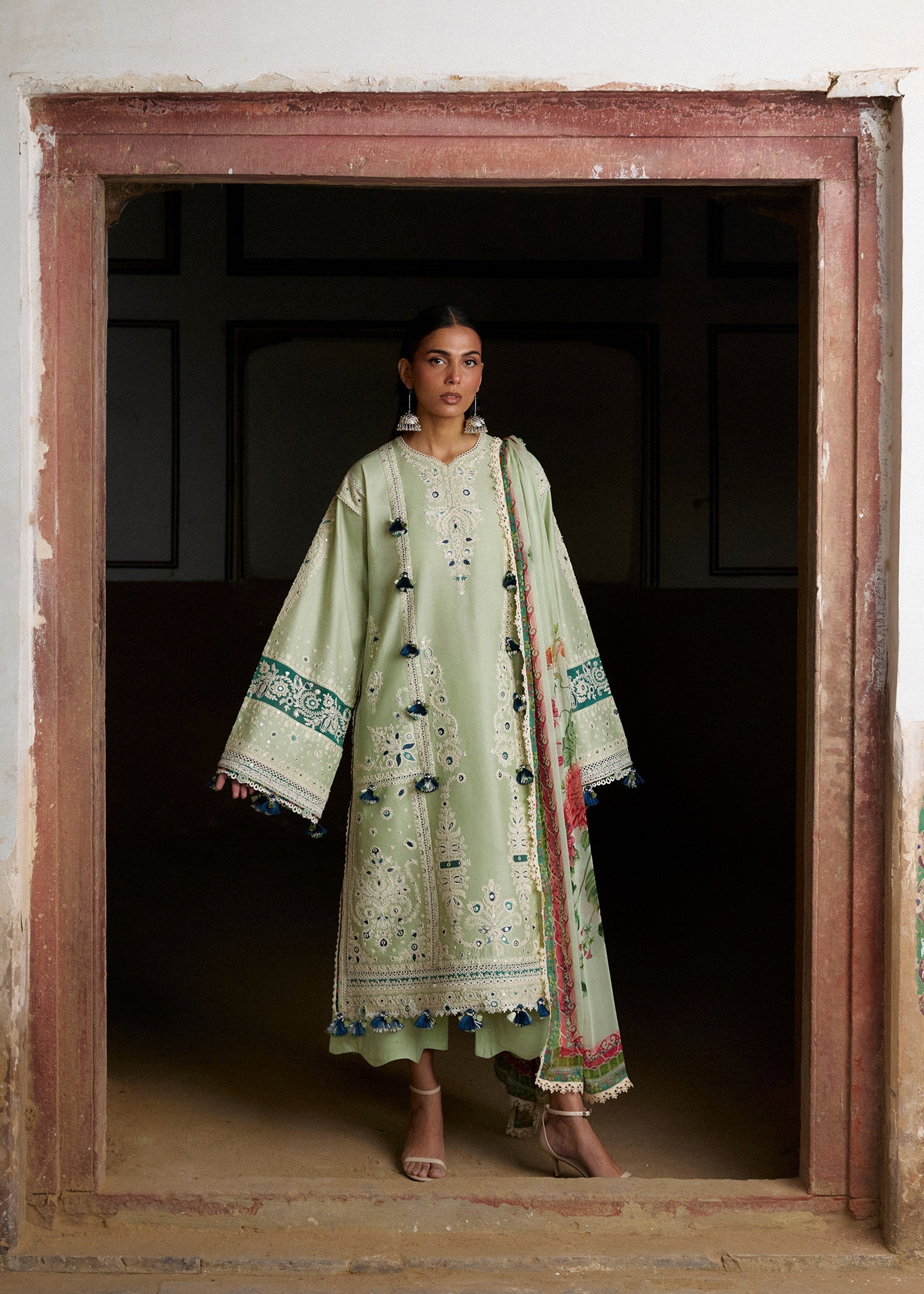 Buy from khaslibaas | Hussain Rehar Zan ss26 | 3 piece unstitched embroidered lawn suit for women (Nane).choose good quality brands like Maria b, Sobia Nazir zainab Chottani Various Pakistani branded dresses summer fabric, elegant design, perfect for casual & formal wear.delivery available in UK, USA, Canada, UAE, Dubai and other countries... 