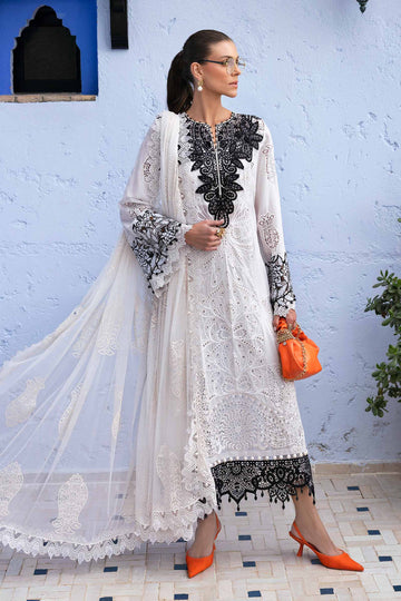 Buy from khaslibaas mariab | Voyage a’Luxe Luxury Lawn '25 - 3 piece unstitched embroidered lawn suit for women ( D-05A).choose good quality brands like Maria b Sobia Nazir Various Pakistani branded dresses summer fabric, elegant design, perfect for casual & formal wear.delivery available in UK, USA,Australia, Canada, UAE, Dubai and other countries... 