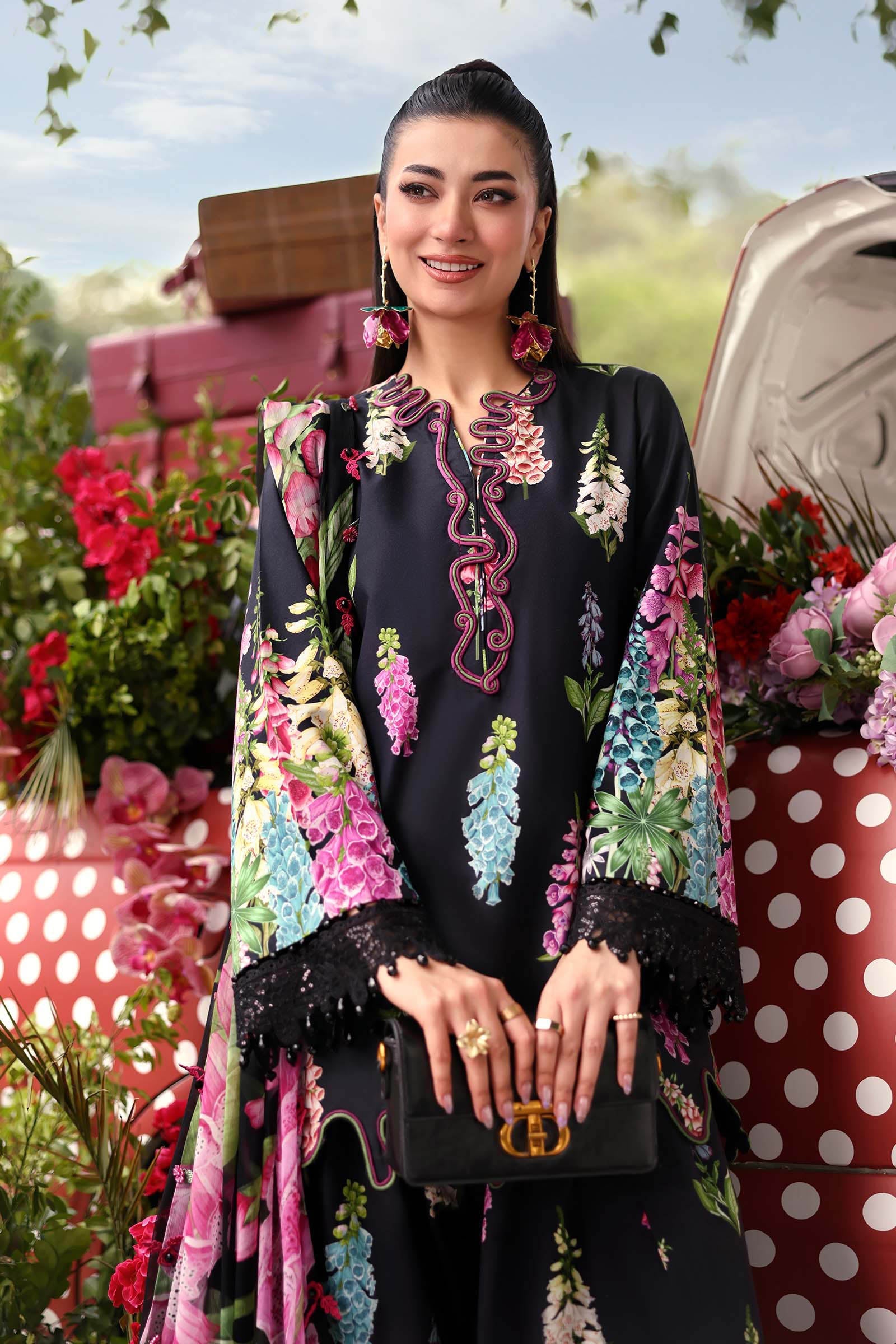 Buy from khaslibaas mariab premium 3 piece unstitched embroidered lawn suit for women (MPT-3005-B).choose good quality brands like Maria b Sobia Nazir Various Pakistani branded dresses summer fabric, elegant design, perfect for casual & formal wear.delivery available in UK, USA, Canada, UAE, Dubai and other countries... 