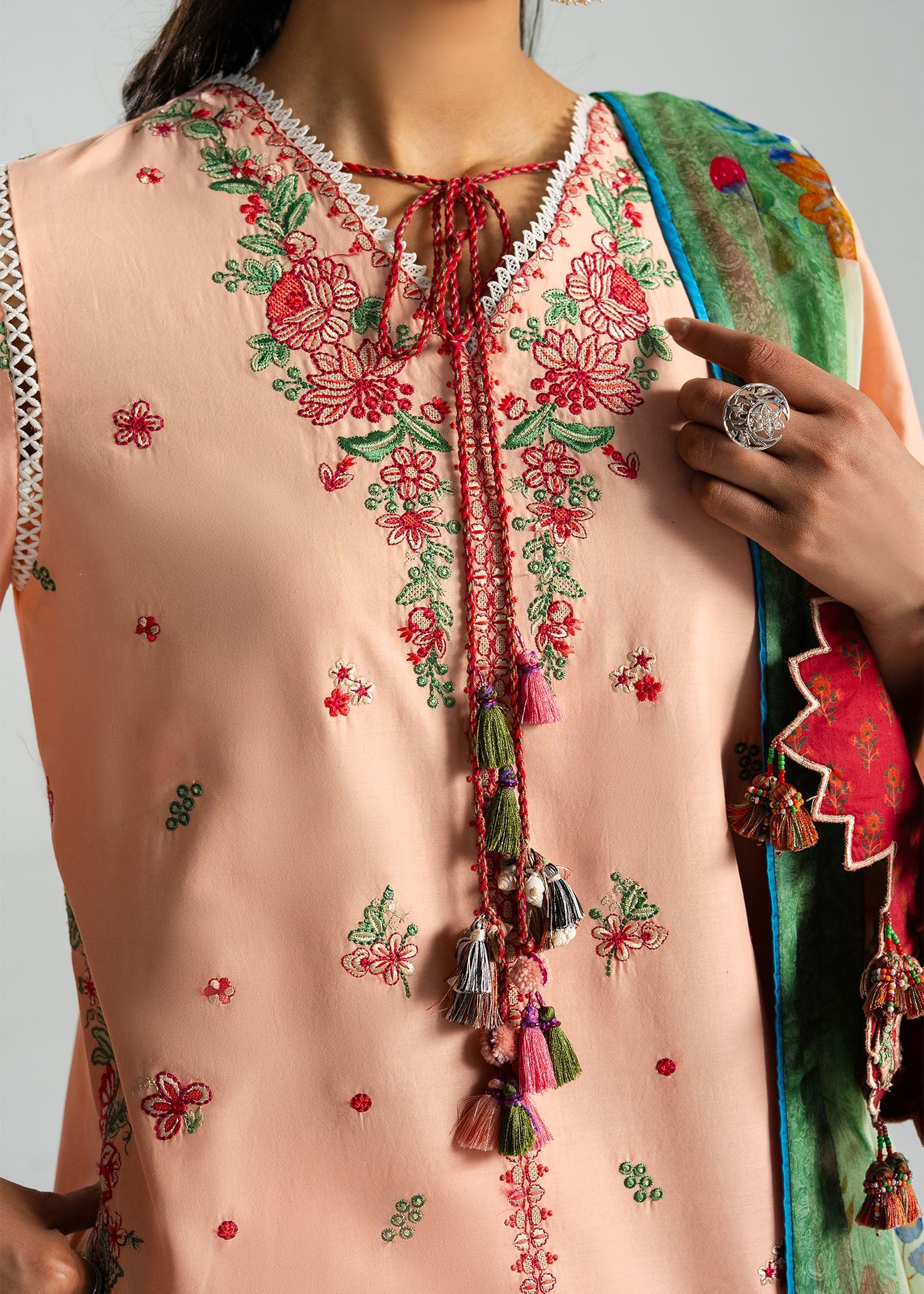 Buy from khaslibaas | Hussain Rehar Zan ss26 | 3 piece unstitched embroidered lawn suit for women (Seftali).choose good quality brands like Maria b, Sobia Nazir zainab Chottani Various Pakistani branded dresses summer fabric, elegant design, perfect for casual & formal wear.delivery available in UK, USA, Canada, UAE, Dubai and other countries... 