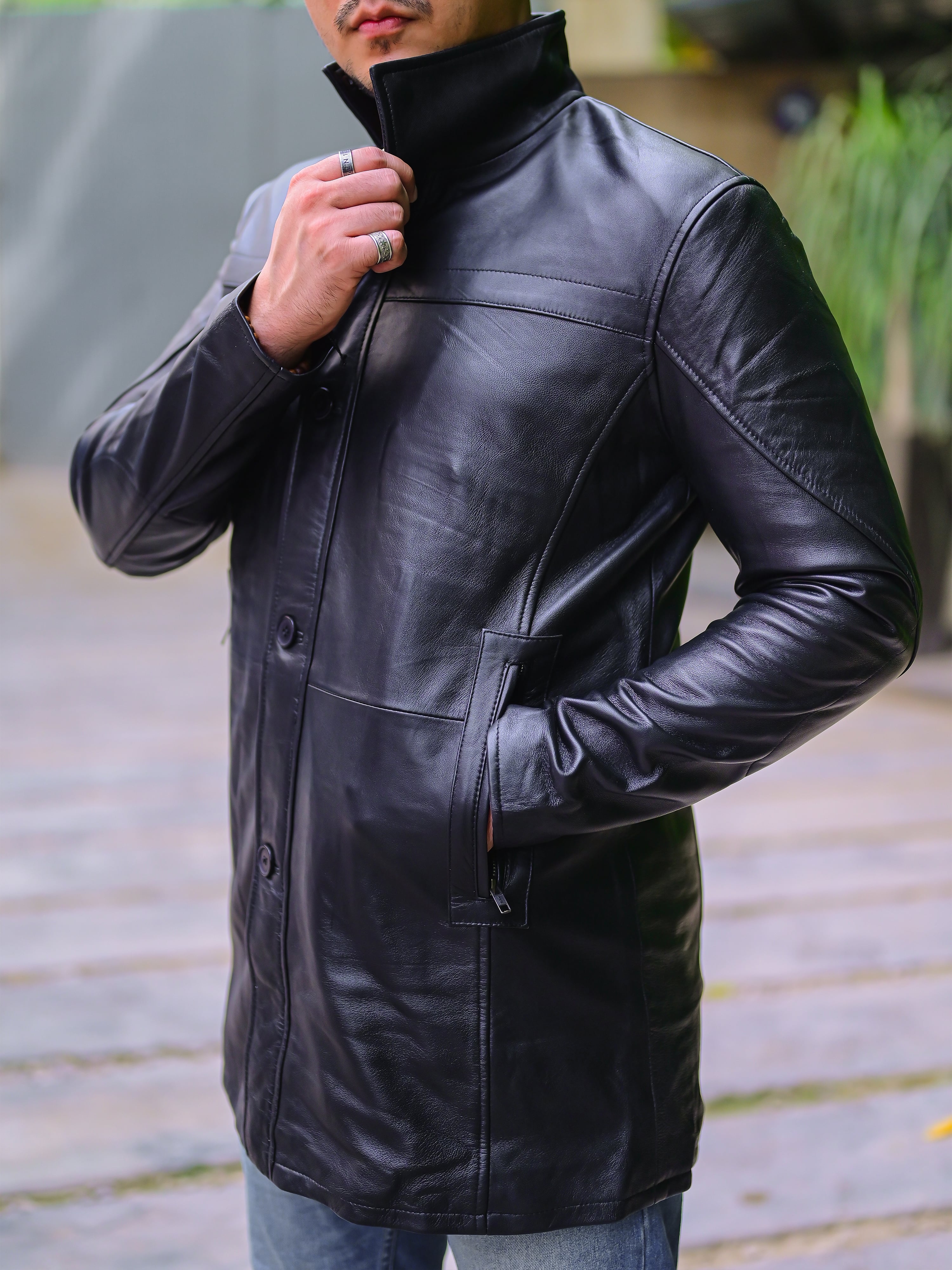 Men’s 3/4 Genuine Leather Car Coat | Premium Winter Coat | Khaslibaas