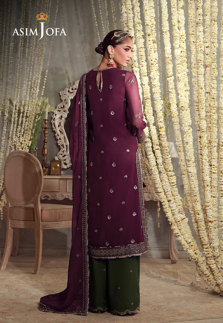 Buy asim jofa AJULFE-11 Embroidered  Suit 3 Pcs Unstitched | Women Summer Dress 2026.choose good quality brands like Maria b zainab Chottani, Hussain Rehar etc... Various Pakistani branded dresses summer fabric, elegant design, perfect for casual & formal wear also shop eid collections from khaslibaas .delivery available in UK, USA, Canada, UAE, Dubai and other countries... 